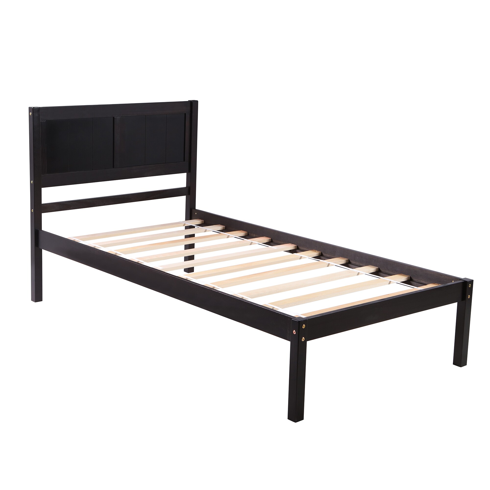 CASAINC LY-WF195378AAP Wood platform bed Espresso Twin Wood Platform Bed