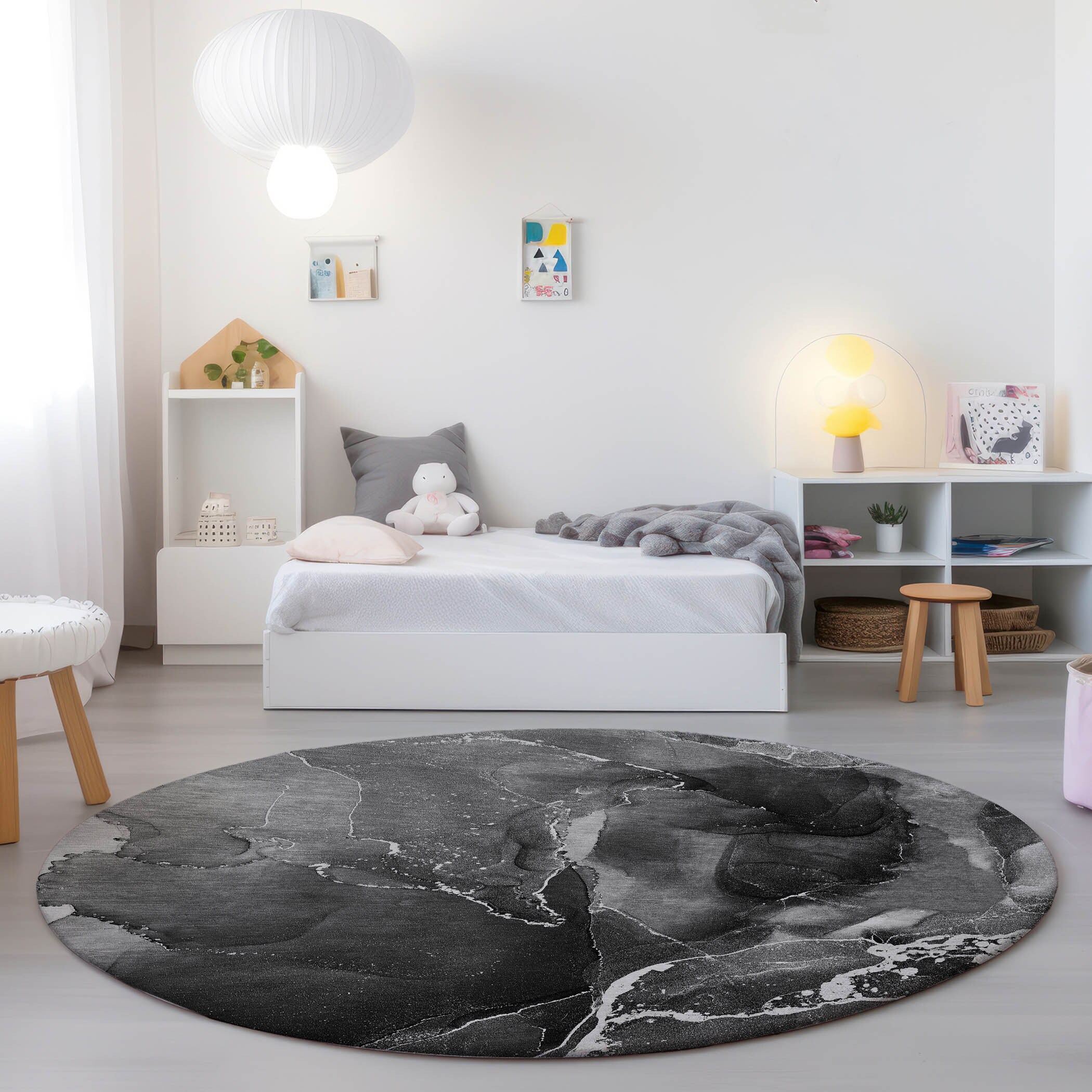 Addison Rugs ACN503GY8RO Chantille ACN503GY 8 x 8 (ft) Polyester Gray Round Indoor/Outdoor Abstract Machine washable Area rug