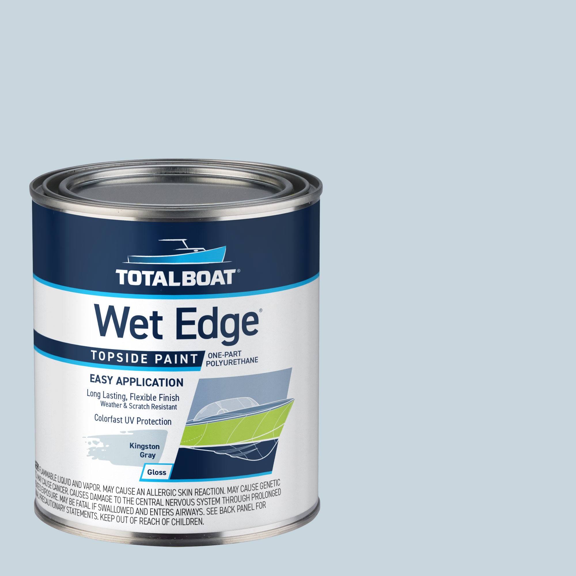 TotalBoat 365395 Wet Edge Topside Paint High-gloss Kingston Gray Enamel Oil-based Marine paint ( 1-quart )