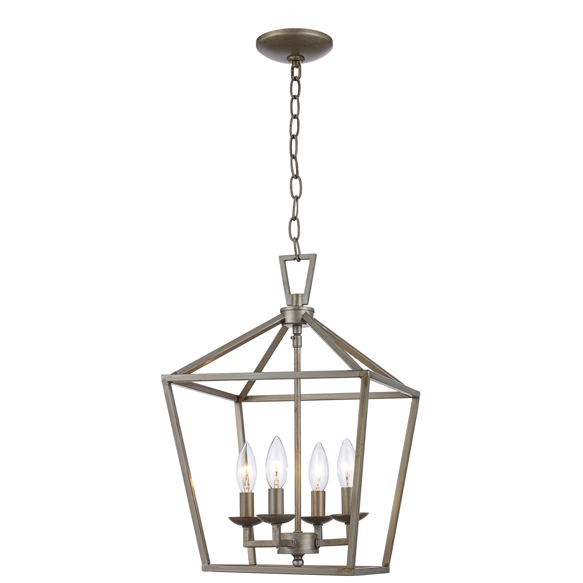 Antique Silver Leaf Glass Pendant Light with Bronze Accents