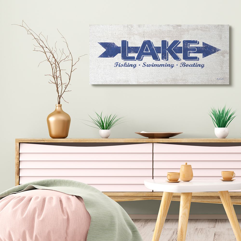 Stupell Industries Lake Directional Arrow Sign With Water Activities  Designed by Lauren Rader 