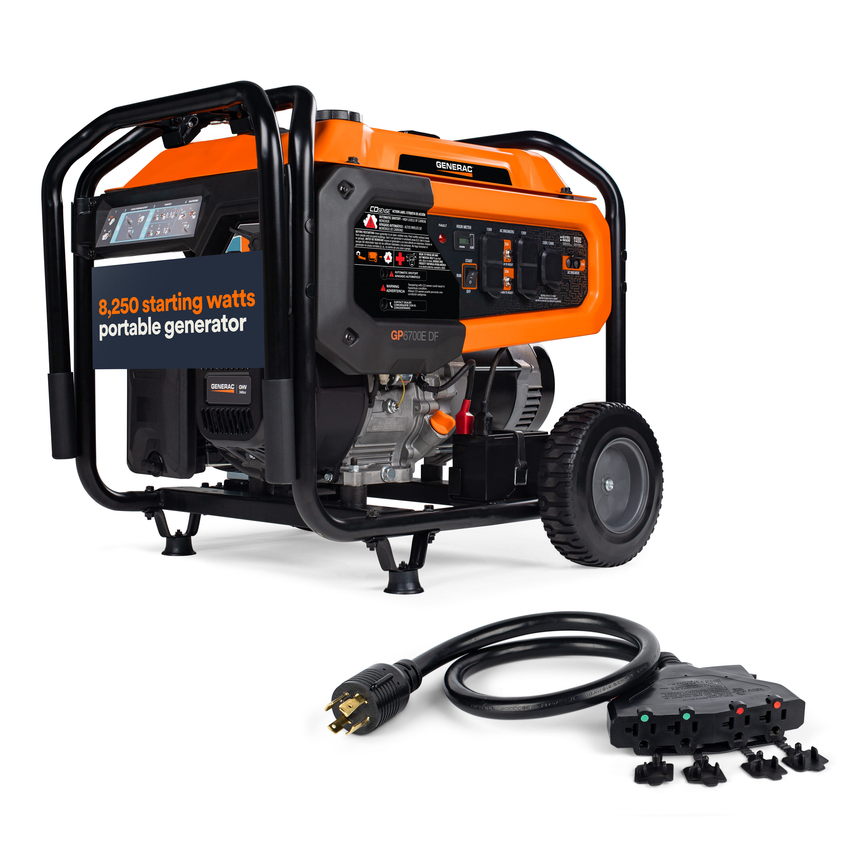 Generac 8250 Starting / 6700 Running Watt Gasoline/Liquid propane Dual fuel Portable Generator