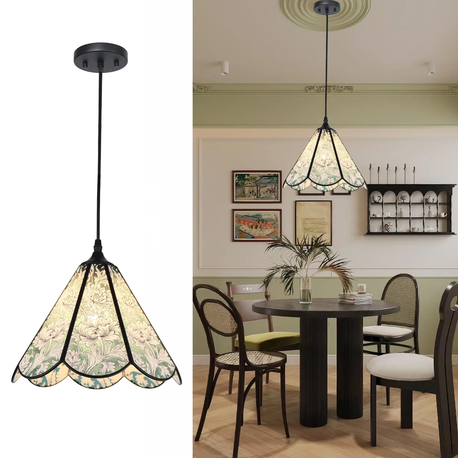 LTMATE LSWL002-MK JAZAVA 1 -Light Black Mid-century Art glass Lantern Hanging Pendant light