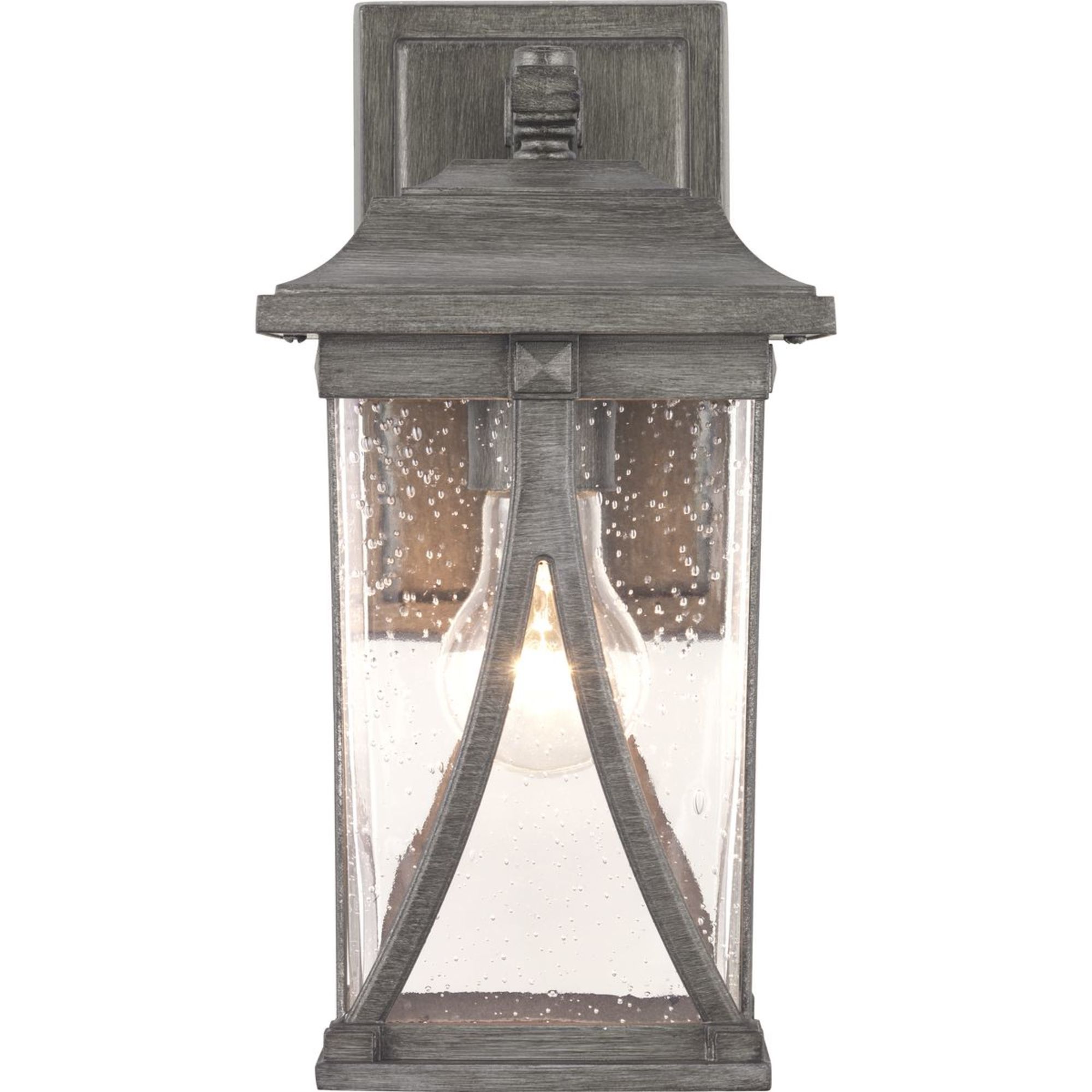 Antique Pewter Outdoor Lantern with Clear Seeded Glass Shade