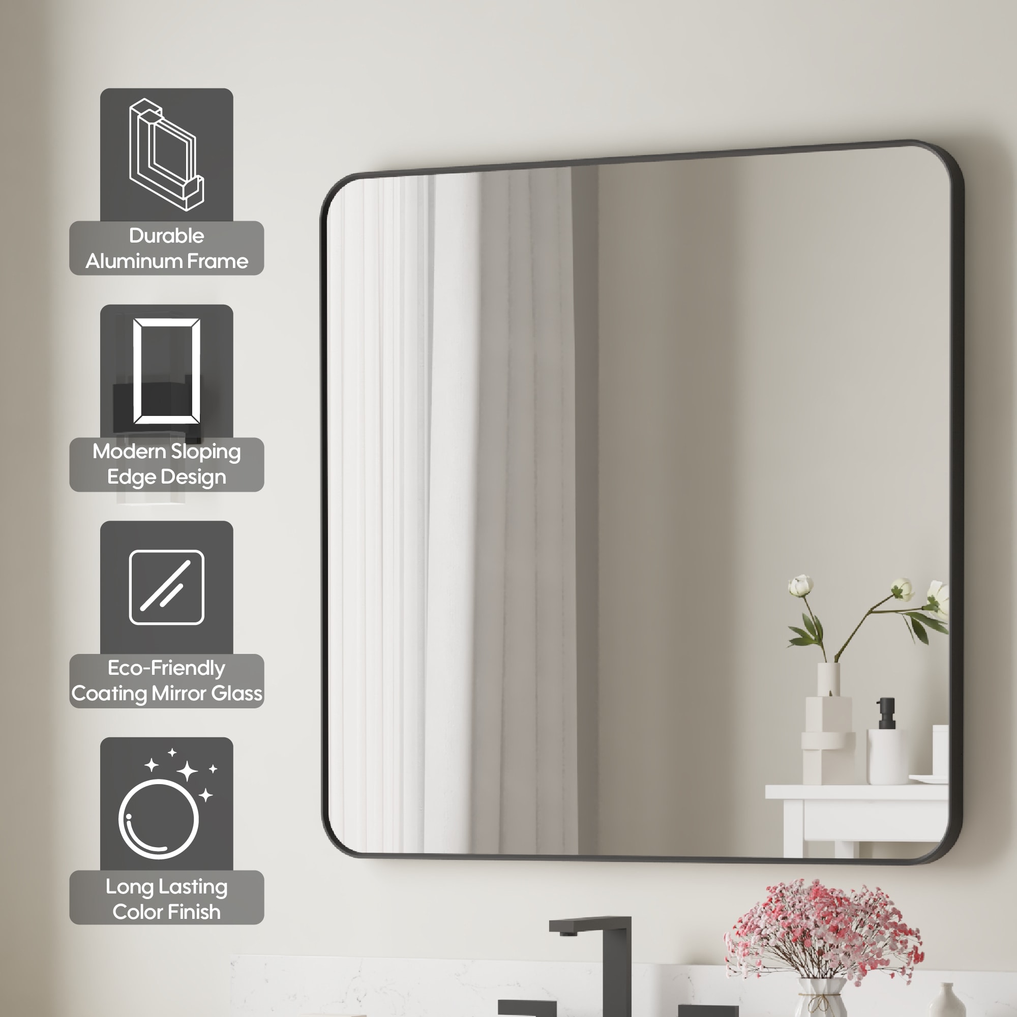 WELLFOR F1MR3636MB Framed-Bath-Mirrors - View #4