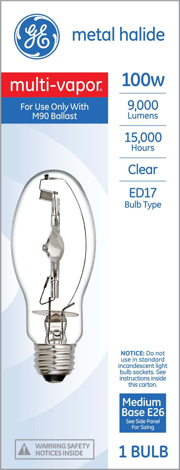 Ge Metal Halide Medium Base E 26 Dimmable Mercury Vapor Light Bulb 4