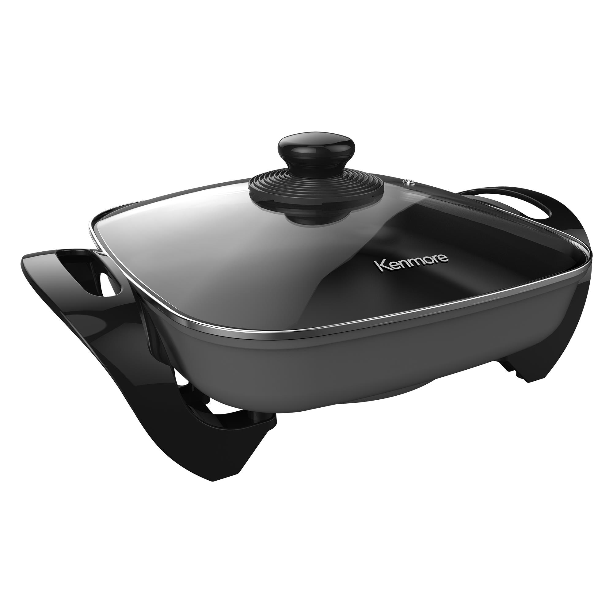 Presto Ceramic 22-inch Electric Griddle with removable handles, One Size,  Black & 06852 16-Inch Electric Skillet with Glass Cover