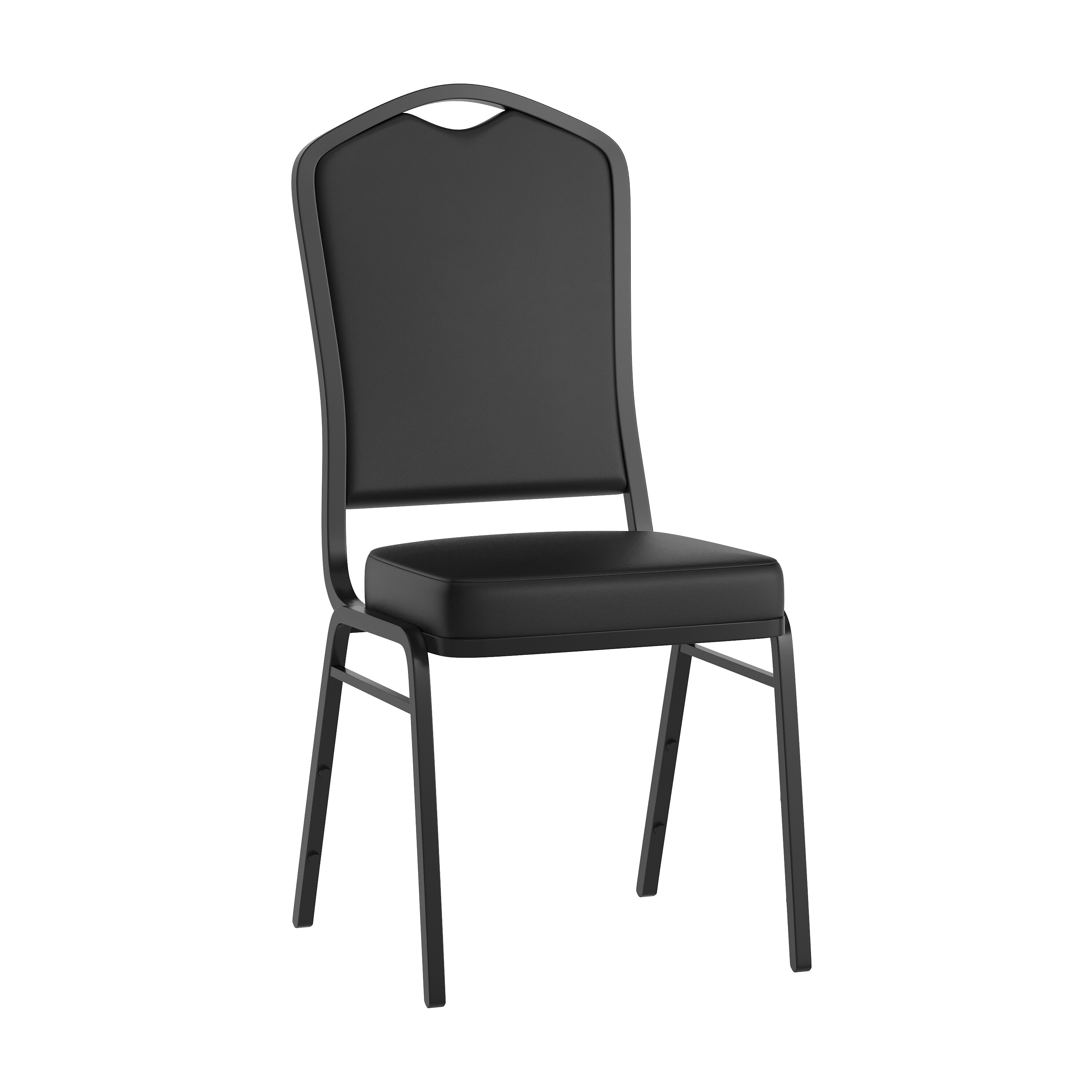 Flash Furniture 196861194238 HERCULES Series Crown Back Stacking Banquet Chair in Black Vinyl - Black Frame