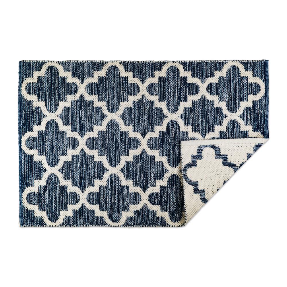 DII CAMZ10418 2 x 3 (ft) Loomed Cotton Blue Rectangular Indoor Geometric Machine washable Area rug