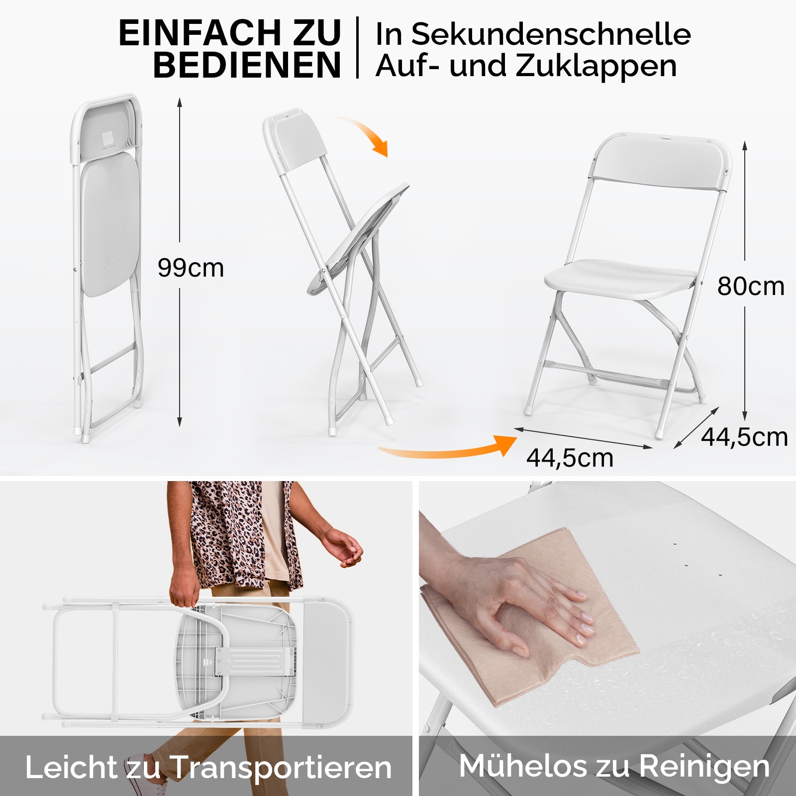 VINGLI LW-PLFCWHITE4 Folding-Chairs - View #2