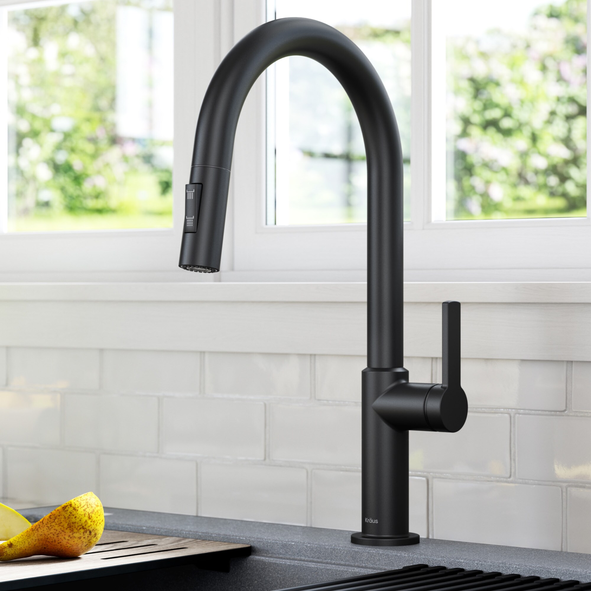 Kraus Oletto Matte Black Single Handle Pull-down Kitchen Faucet 
