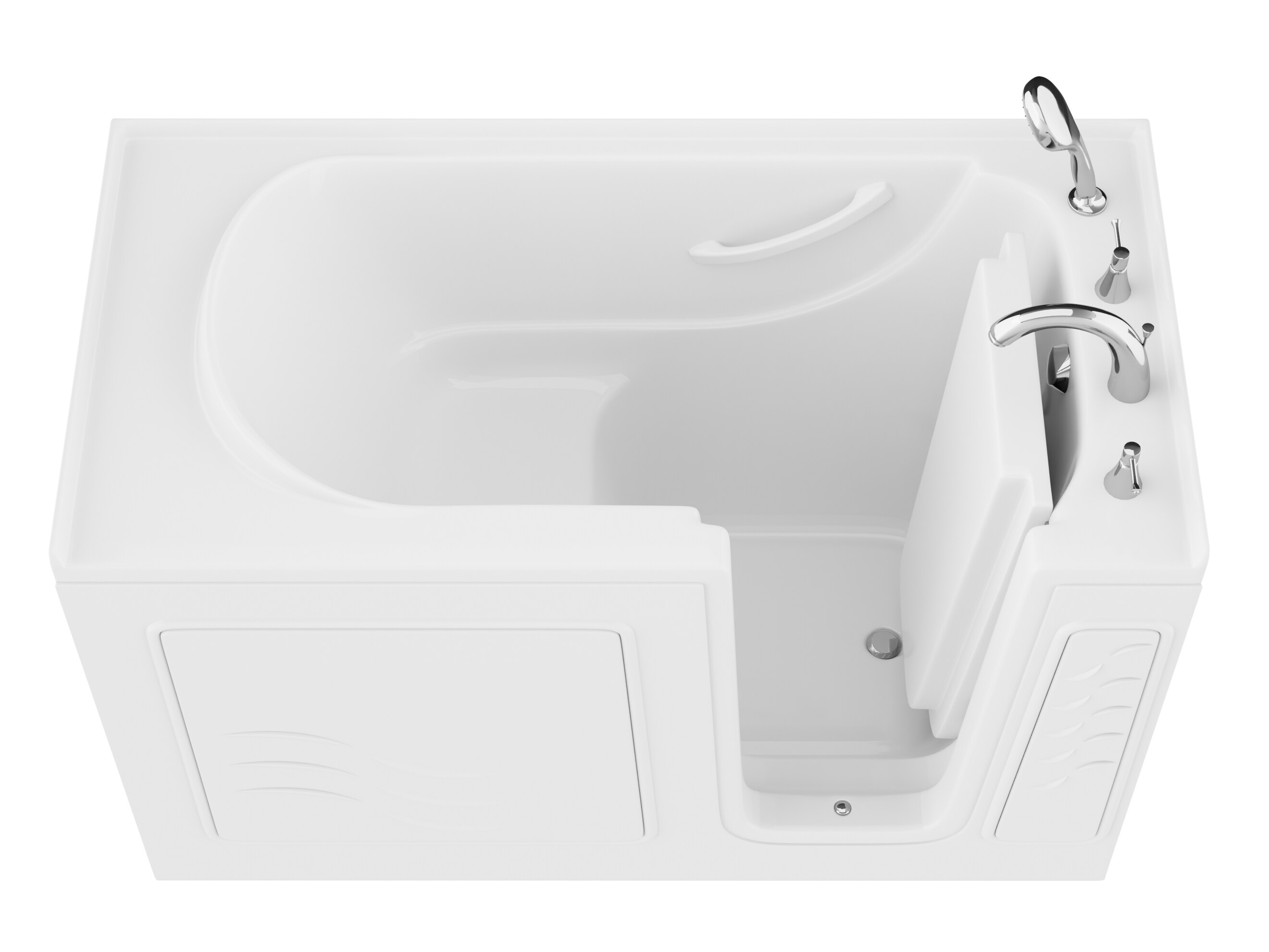 White Rectangular Fiberglass Walk-In Whirlpool & Air Tub