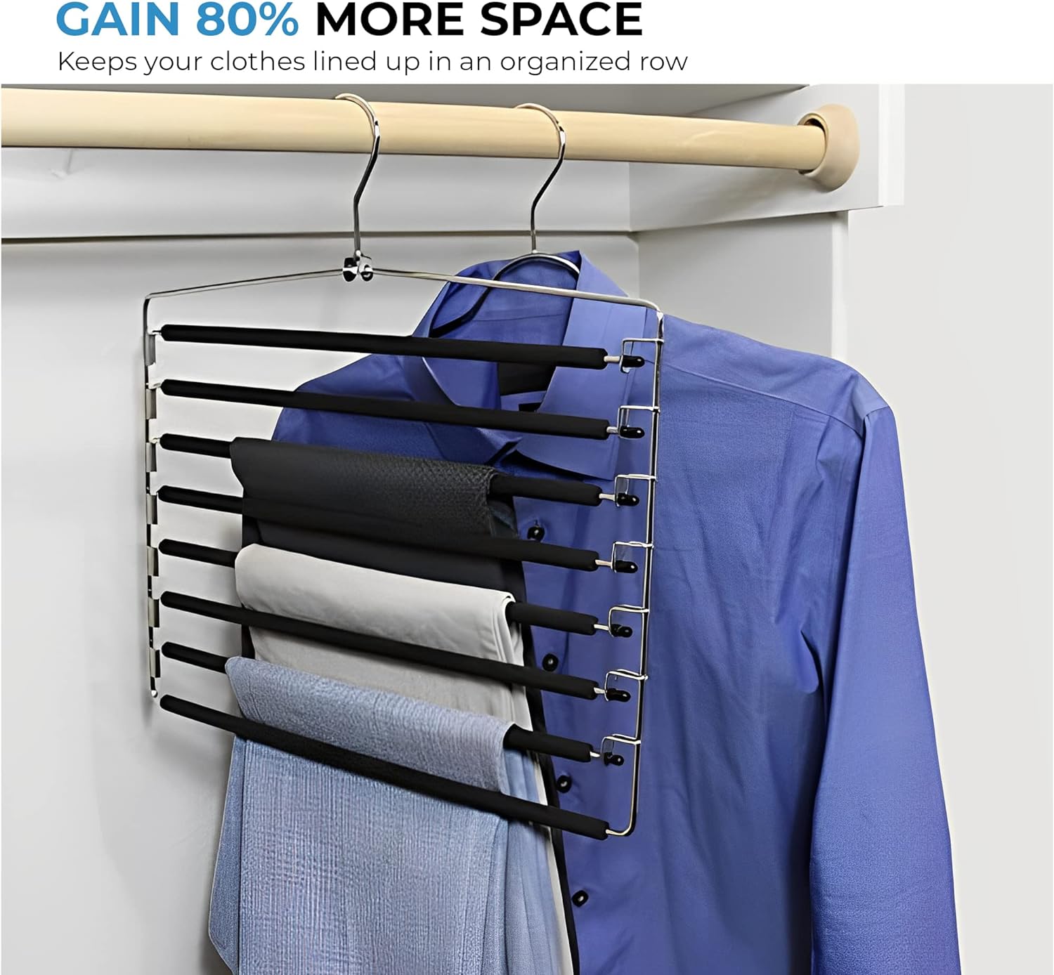 Pants Hangers Non Slip 3 Pack Space Saving Multi-Layer Swing Arm Hanger  Stainless Steel Hangers for Closet Storage Organizer for Pants Jeans  Trouser