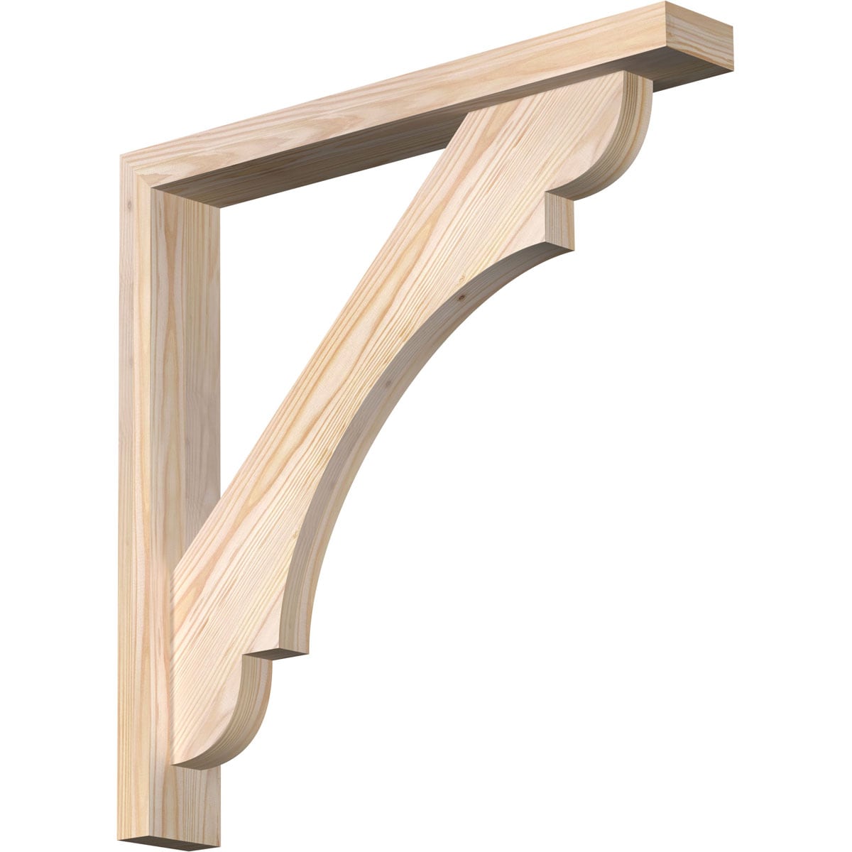 Ekena Millwork 1463723 Olympic Block Smooth Bracket with Offset Brace 3-1/2-in x 24-in x 24-in Douglas fir Brown Wood Standard bracket