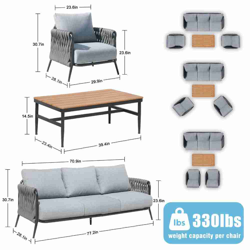Coolbibila QUIN-PATIO-GRAY Patio-Conversation-Sets - View #3