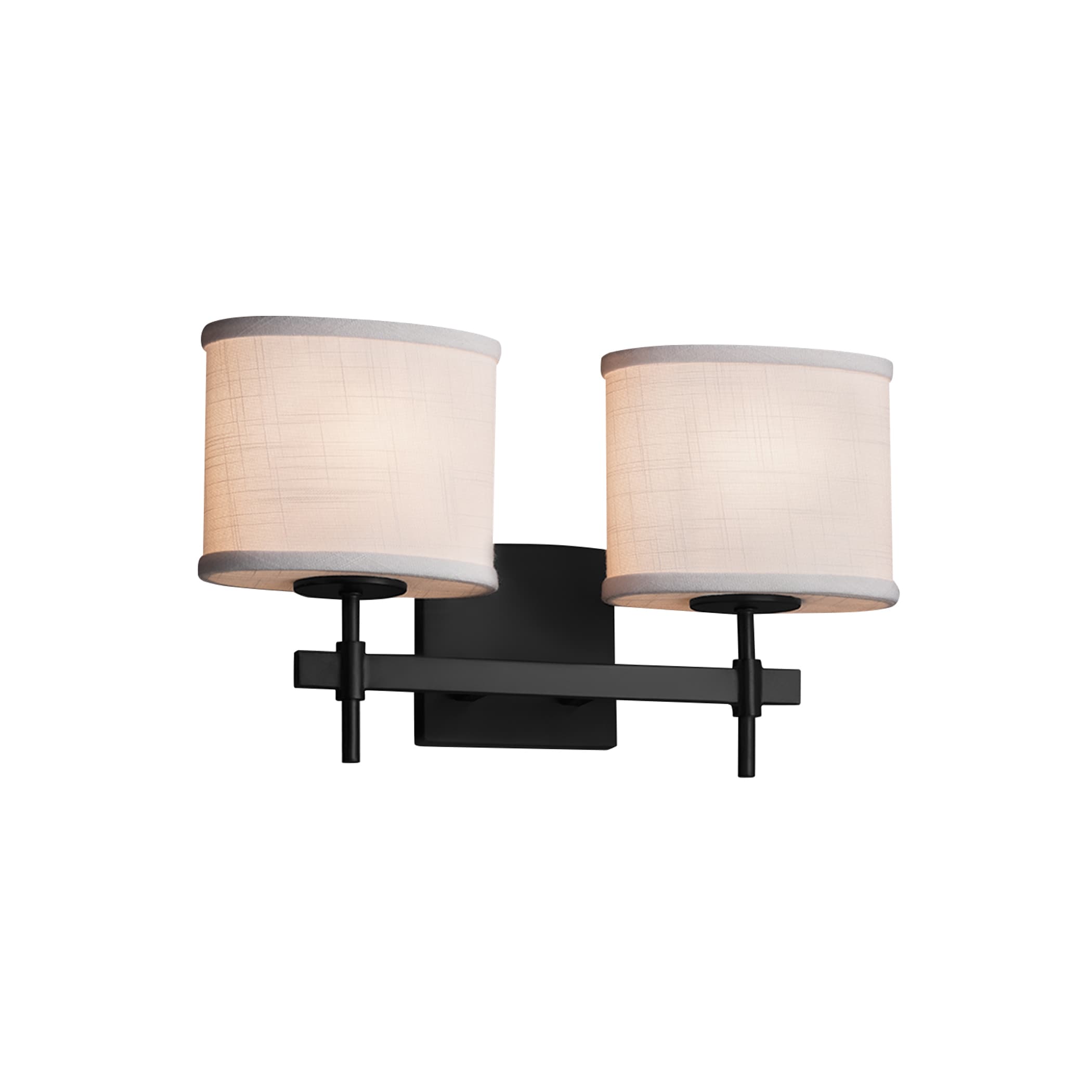 Justice Design Group FAB-8412-30-WH-MB-LD Textile 15.5-in 2-Light Matte Black LED Transitional Vanity Light