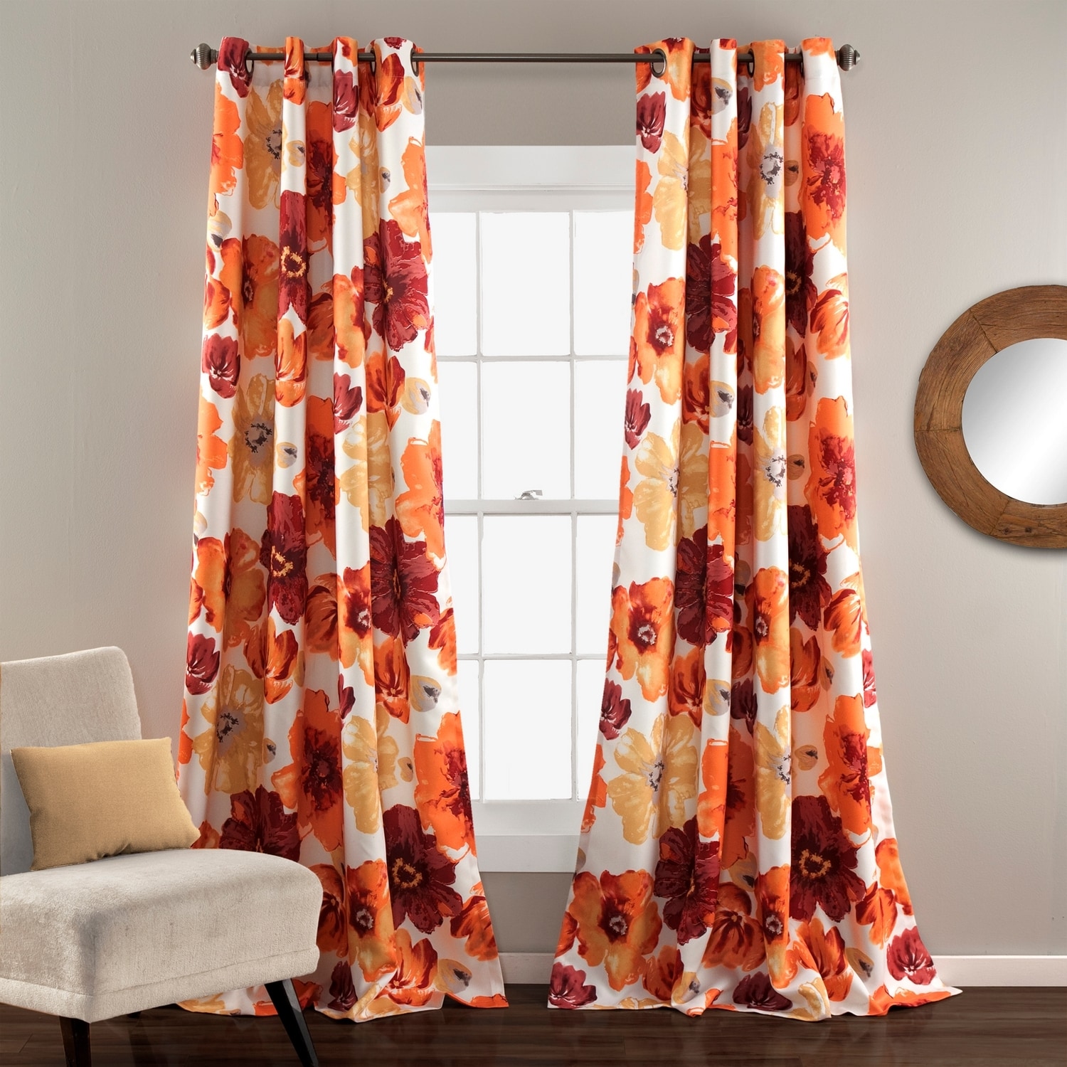 Lush Decor 16T003561 95-in Red Floral Light filtering Grommet Curtain panel pair