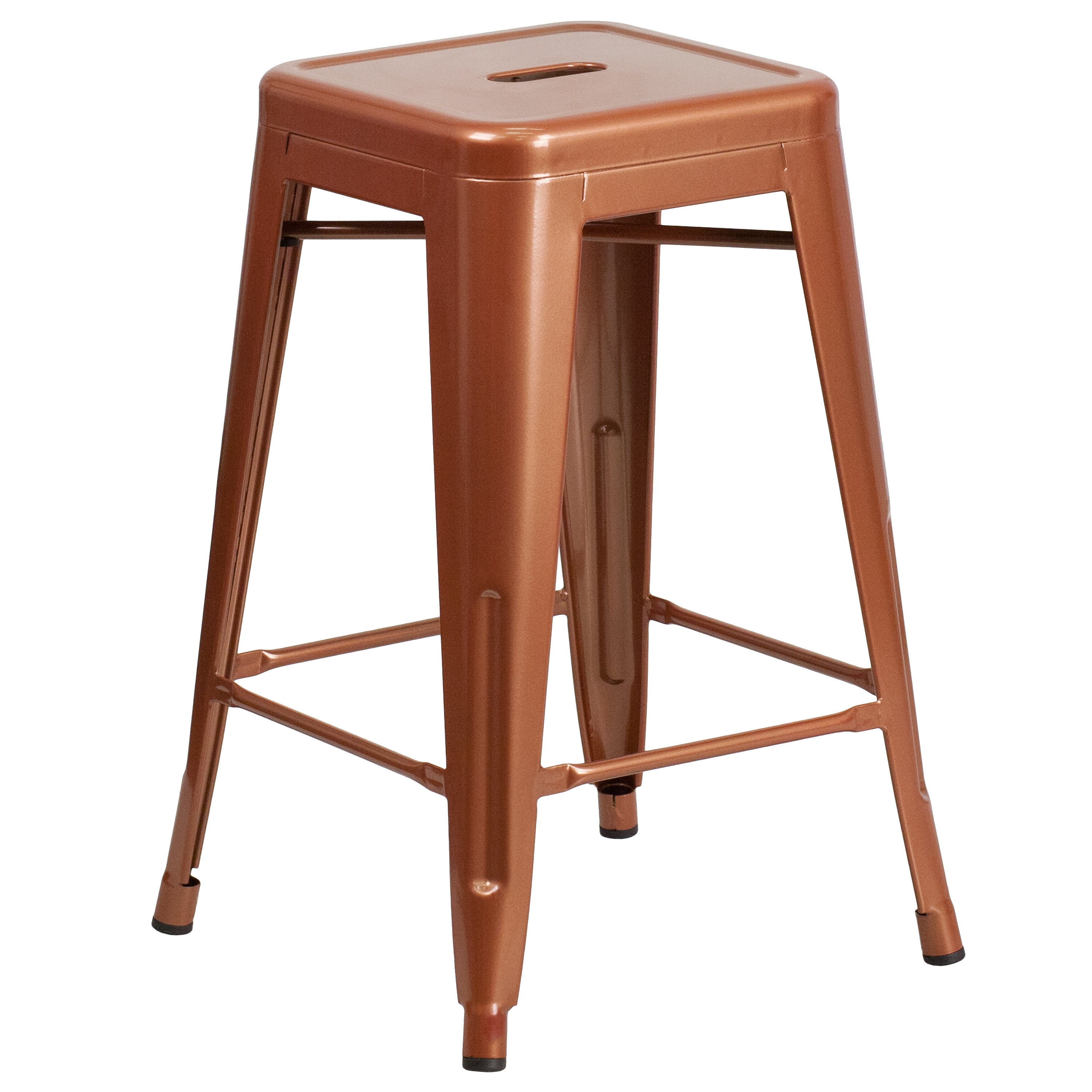 Flash Furniture 889142049753 Kai Copper 24.0-Inches H Counter height Square seat Stackable Metal Bar Stool
