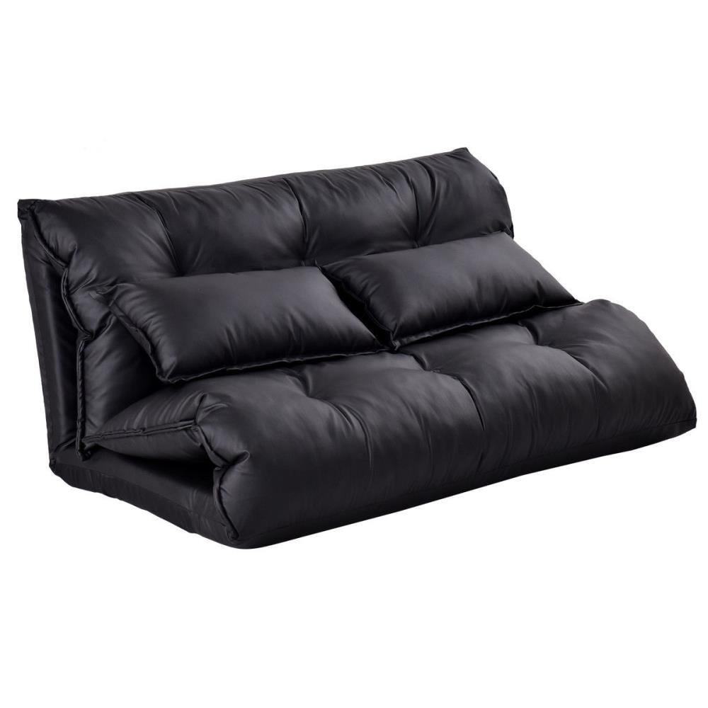 Costway Black Contemporary/Modern Faux Leather Full Sofa Bed In The ...