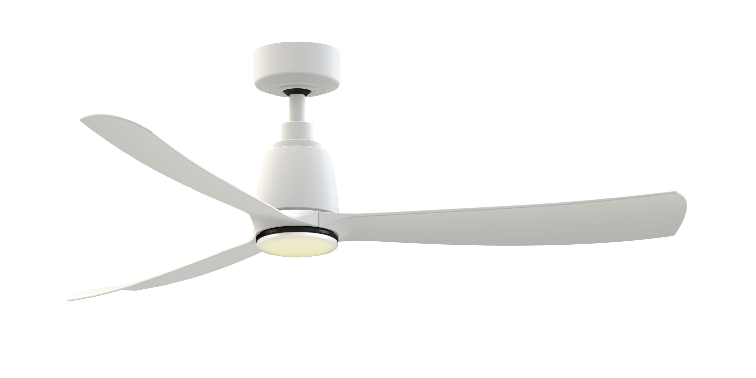 Fanimation Kute 52-in Matte White/Brushed Satin Brass with Matte White Blades Color-changing Integrated LED Indoor/Outdoor Smart Propeller Ceiling Fan with Light and Remote (3-Blade) FPD8534MW-LKBS Sansujyuku sansujyuku.com