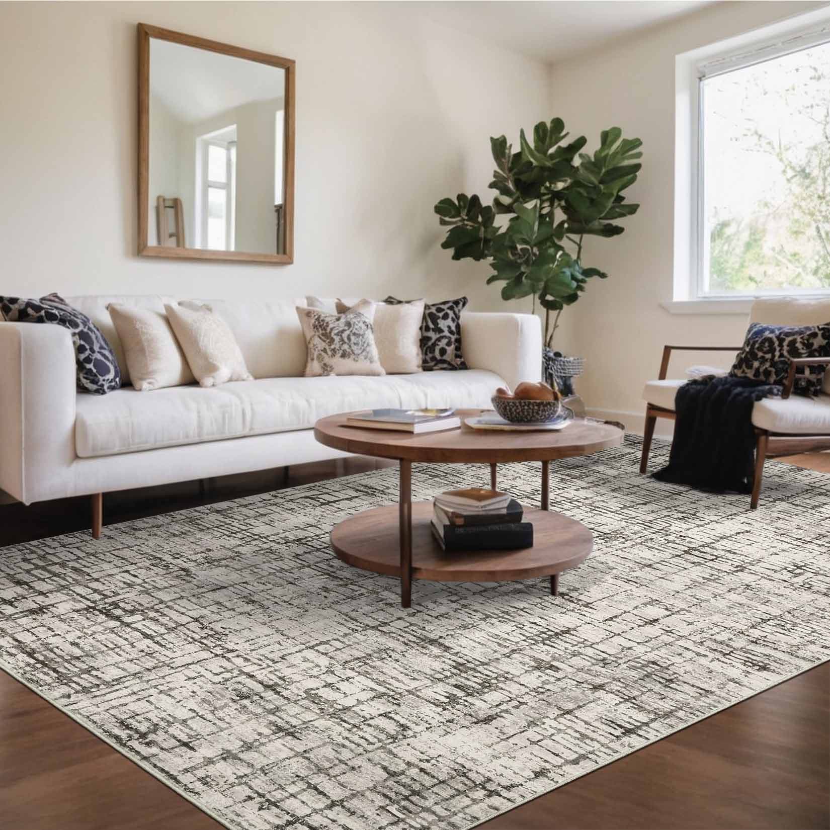 Garvee YXY-LO-PHO-16P1Z0F5 5 x 7 (ft) Loomed Polyester Camel Rectangular Indoor Geometric Mid-Century Modern Machine washable Area rug