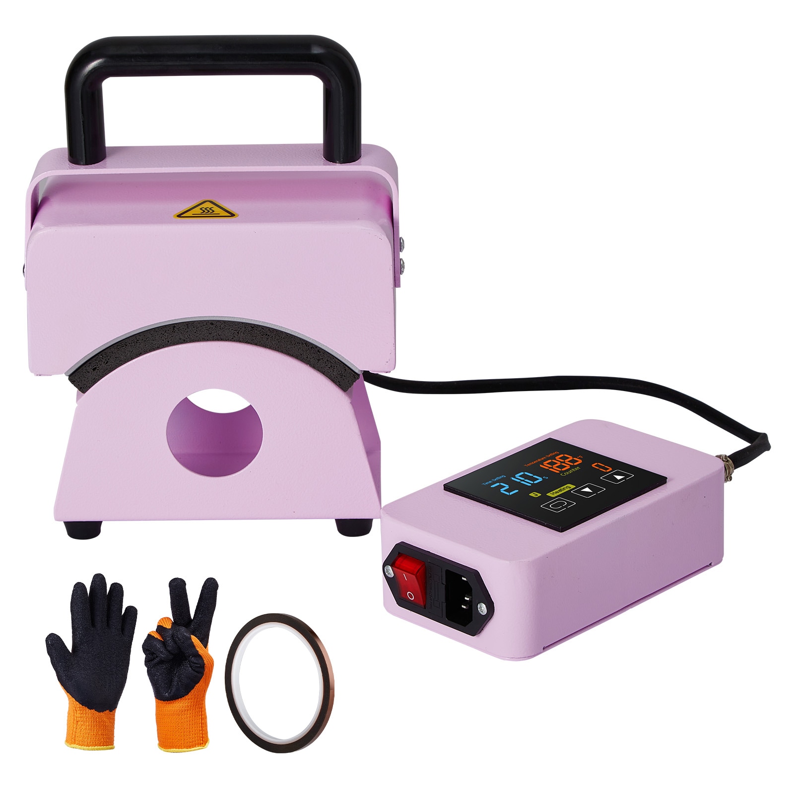 SVOPES SCBXSKMJBJMI06273V1 Hat Press Machine Mini Hat Heat Press for Caps with Integrated Control Panel Cap Heat Press Machine with 5.9x3.15 inch Curved Heating Plate Safety Base and Glove Automatic Shut-Off Purple