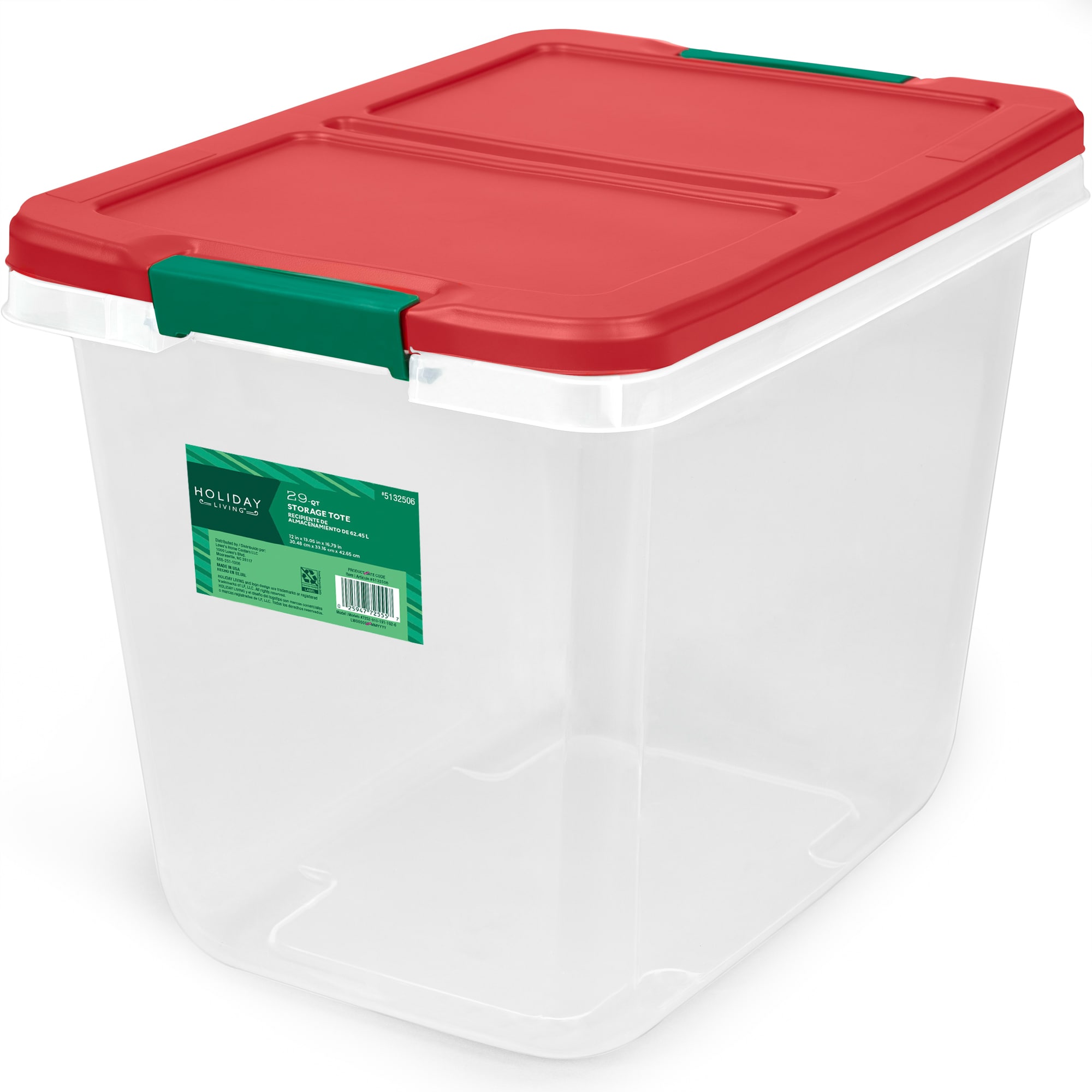 Holiday Living Medium 18-Gallons (72-Quart) Red and Green Tote
