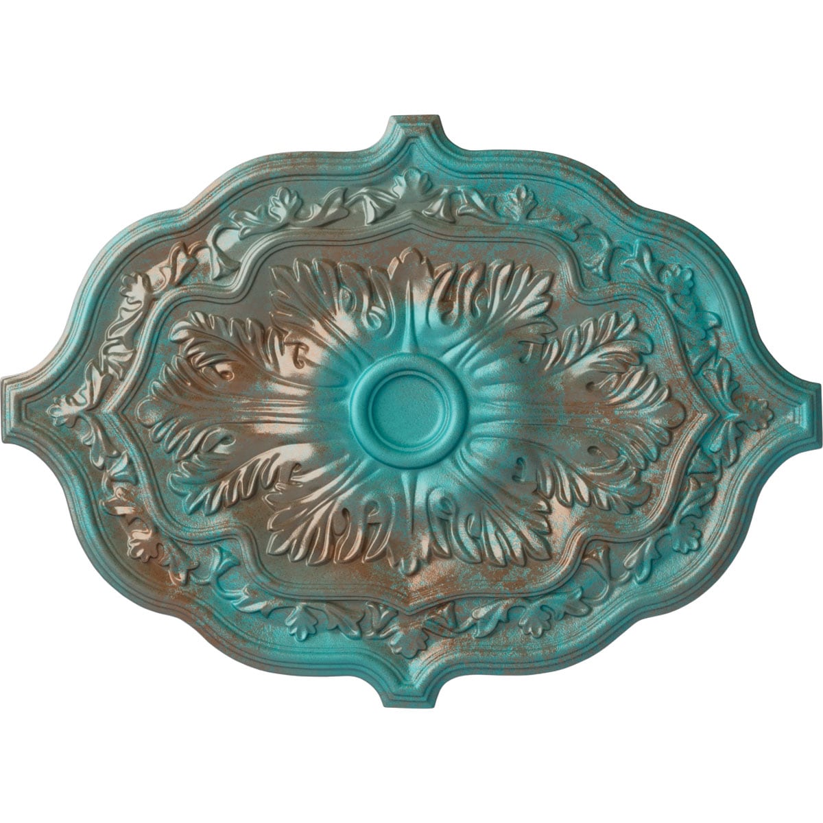 Ekena Millwork CM36X26PECGS Pesaro 36-in W x 36-in L Copper Green Patina Polyurethane Ceiling Medallion