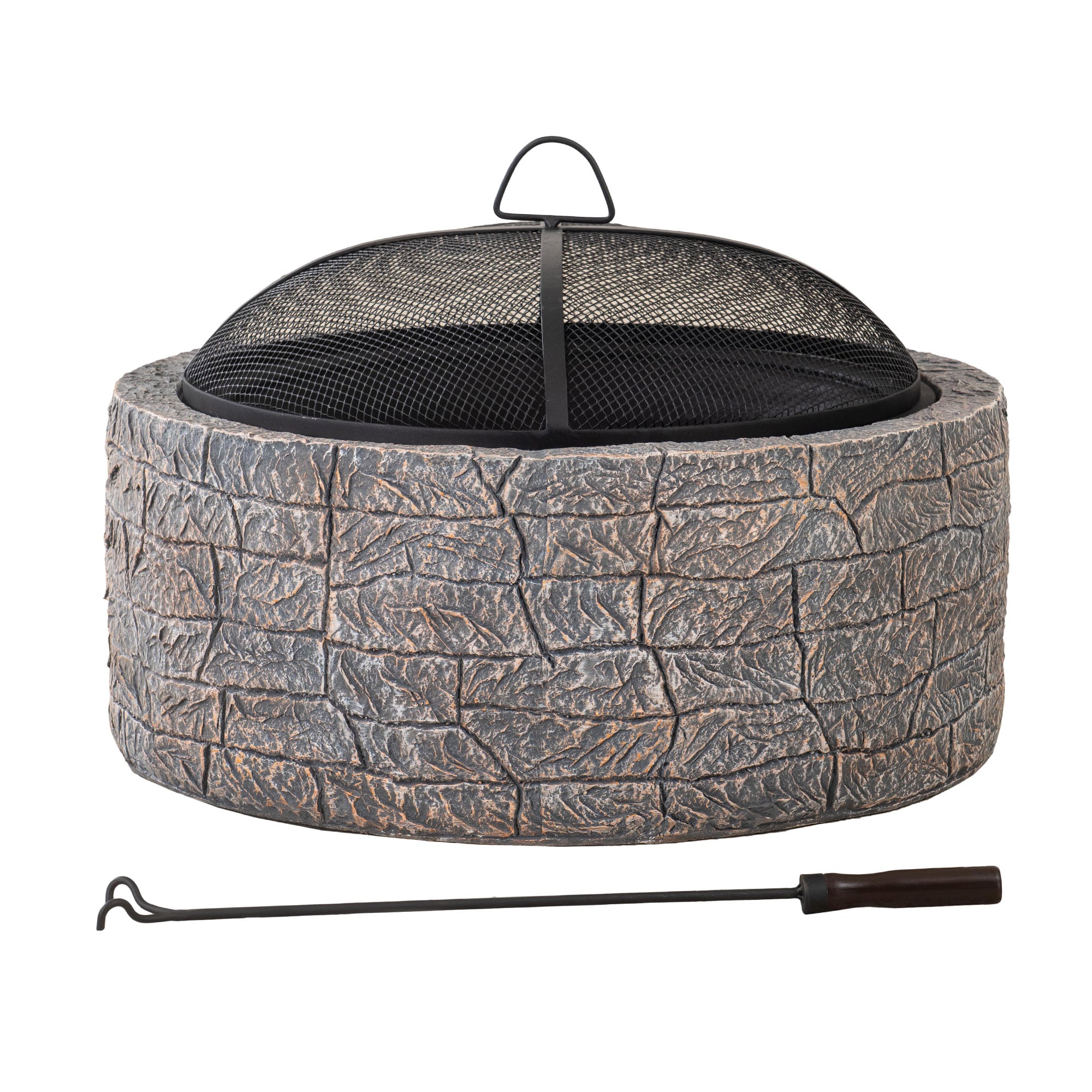 Sunjoy A301016300 26.18-in W Gray Clay Wood-Burning Fire Pit