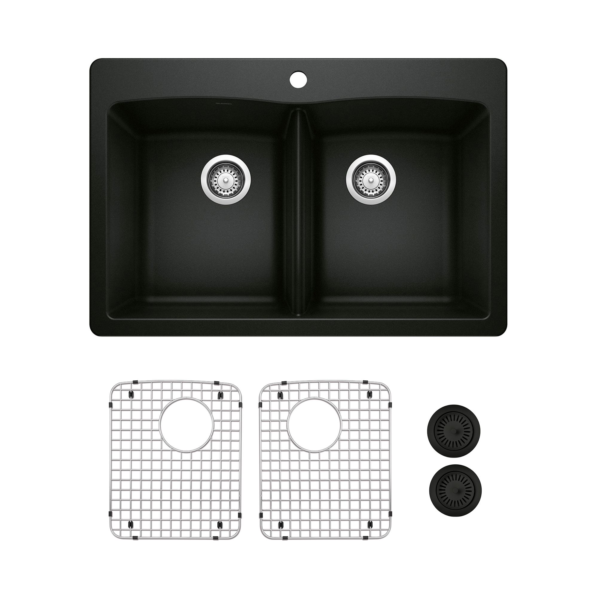 33 L x 22 W Drop-In Kitchen Sink with Adjustable Tray and Drain Strainer  Kit