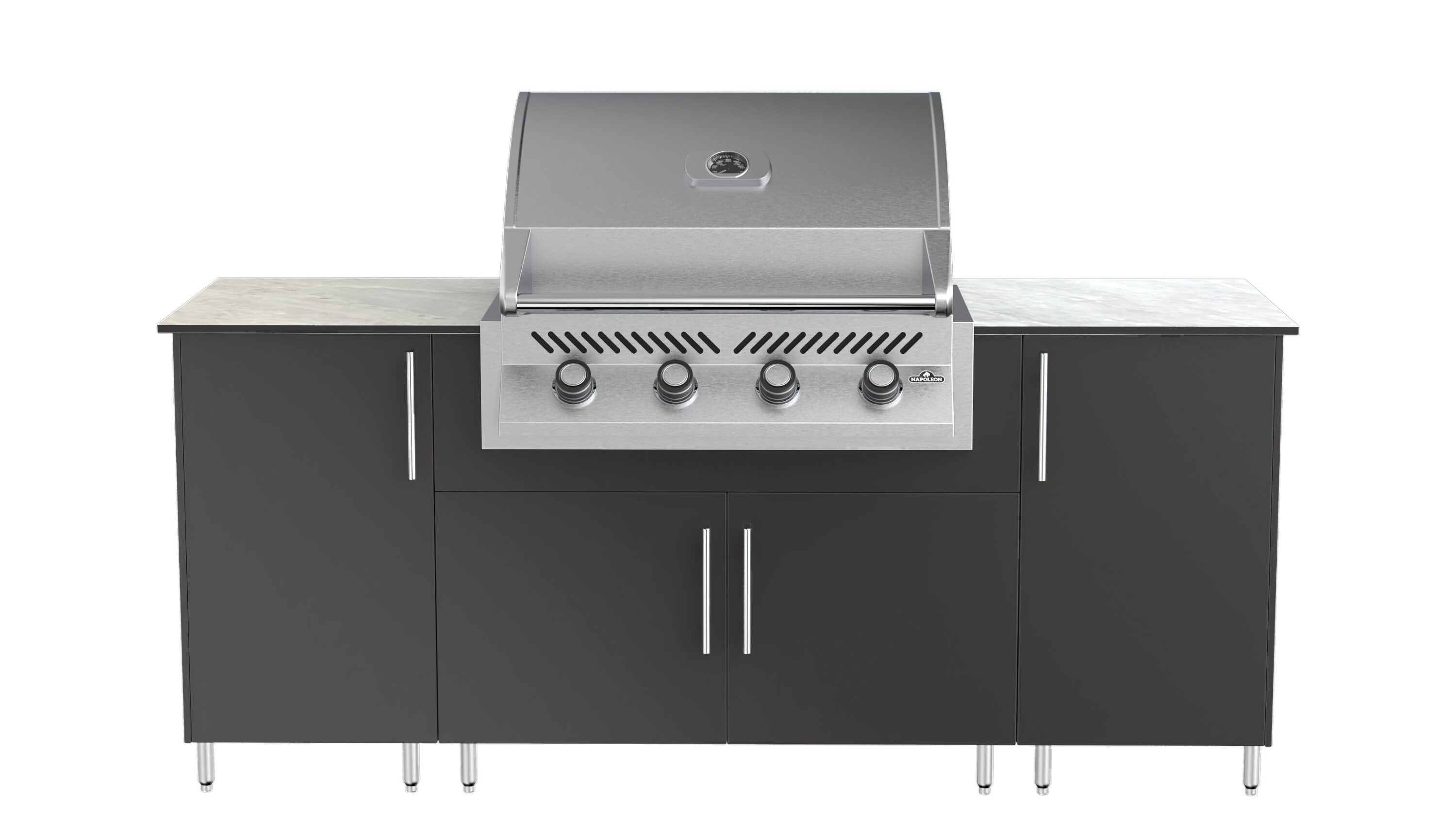 WeatherStrong WSAOS78-MPB Forte Series Miami 3 -Piece 80.25-in W x 29.25-in D x 35-in H Modular Outdoor Kitchen Set