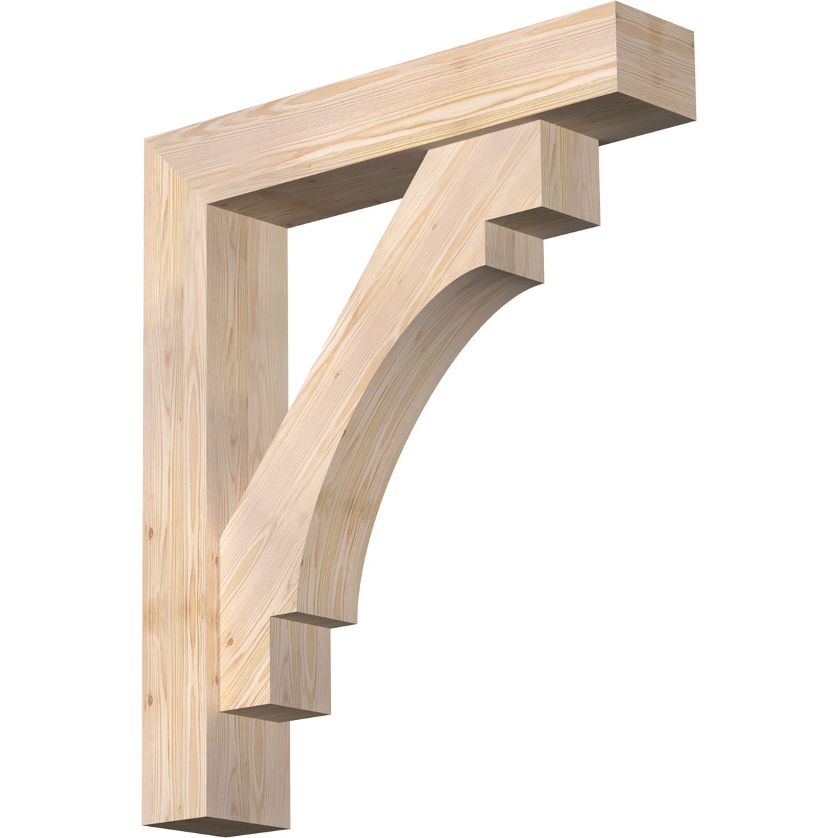 Ekena Millwork 1463400 Merced Block Smooth Bracket with Offset Brace Douglas Fir Wood Standard Bracket