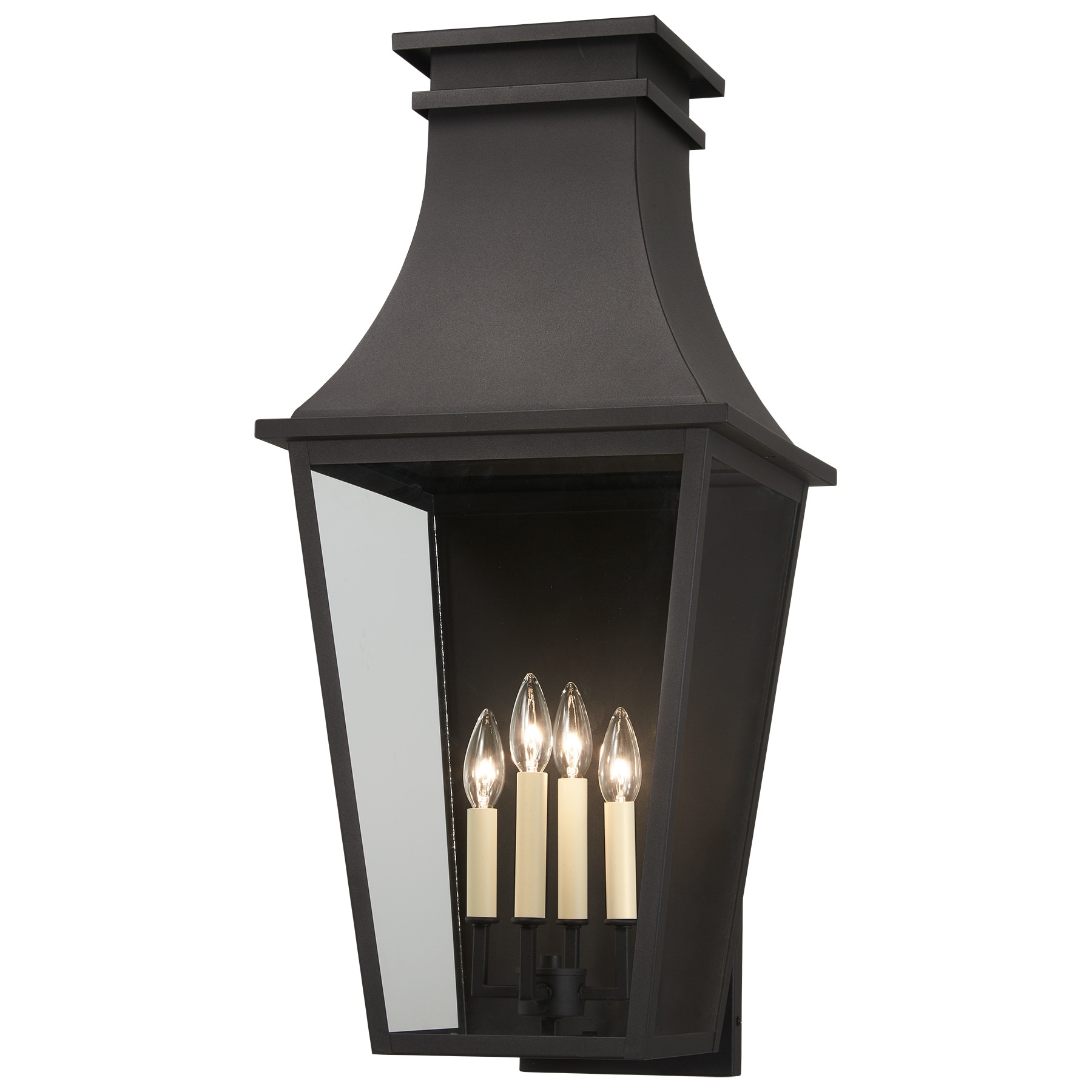 The Great Outdoors 7994-66 Gloucester 4 -Light 30.625-in H Matte Black Hardwired Outdoor Wall Light