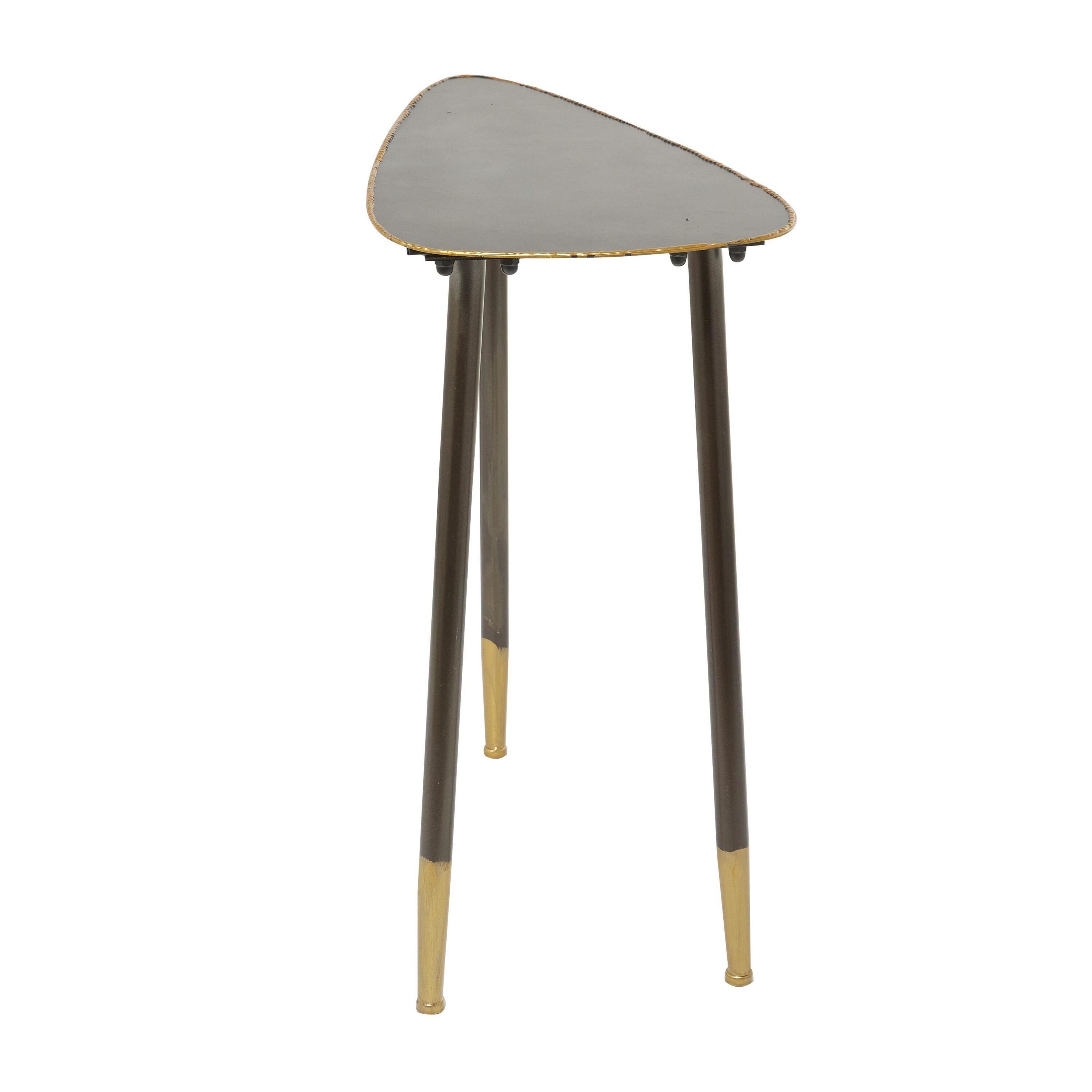Black Solid Triangle 24" Metal Accent Table