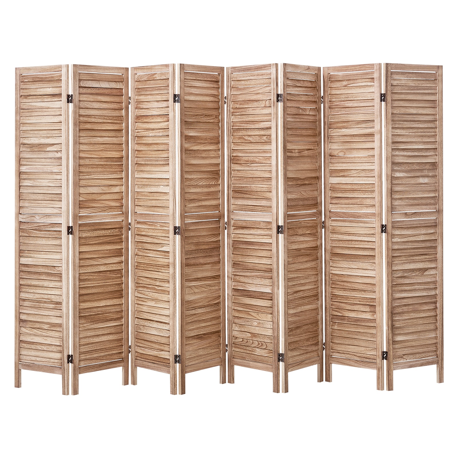 VEVOR - Wood Room Divider 8 Panel Wood Folding Privacy Screen 66.9 Inches Tall Indoor Louvered Pa...