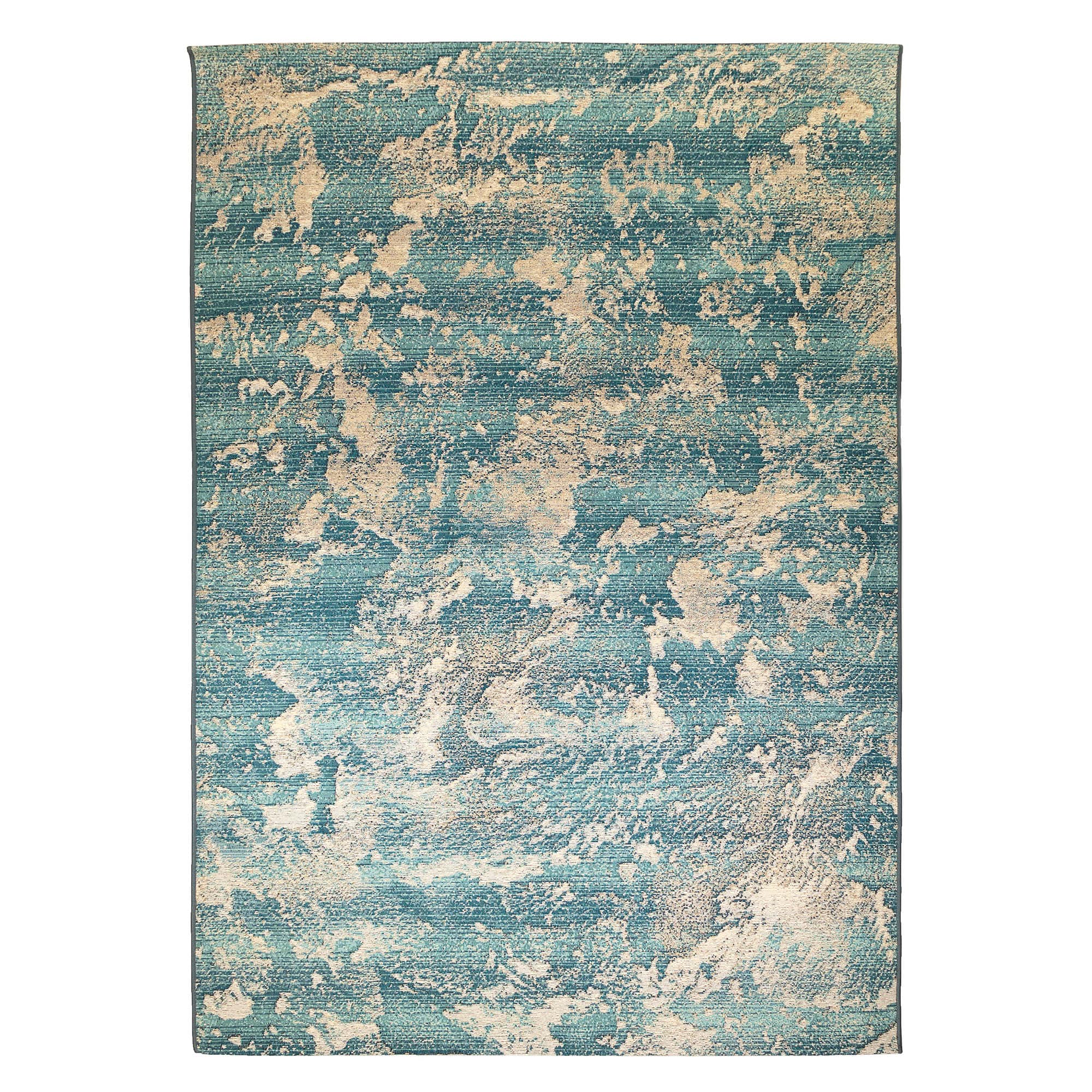 Crimson Flow Abstract 5' x 7' Red & Gold Synthetic Area Rug