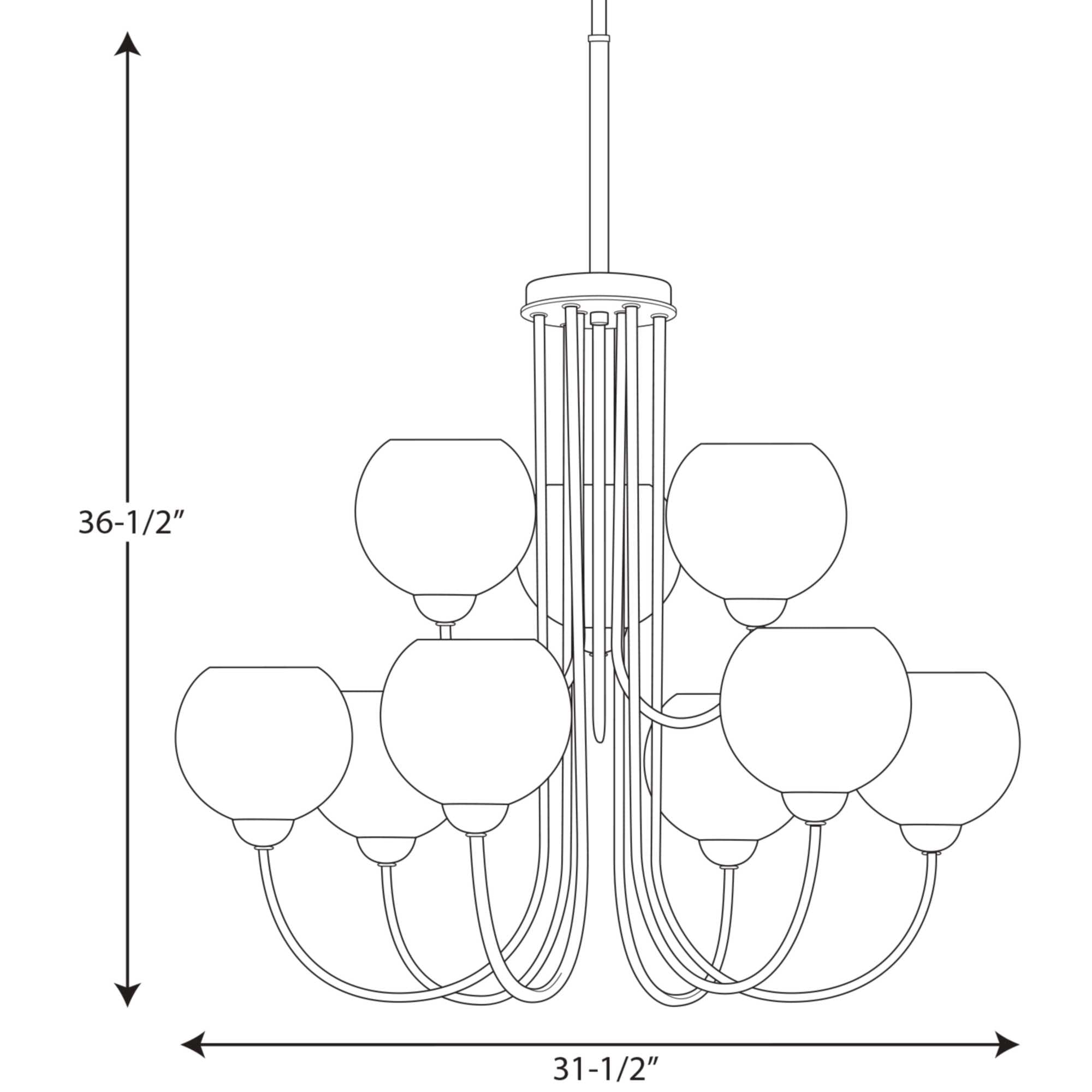 Brushed Nickel 9-Light Globe Chandelier with White Glass