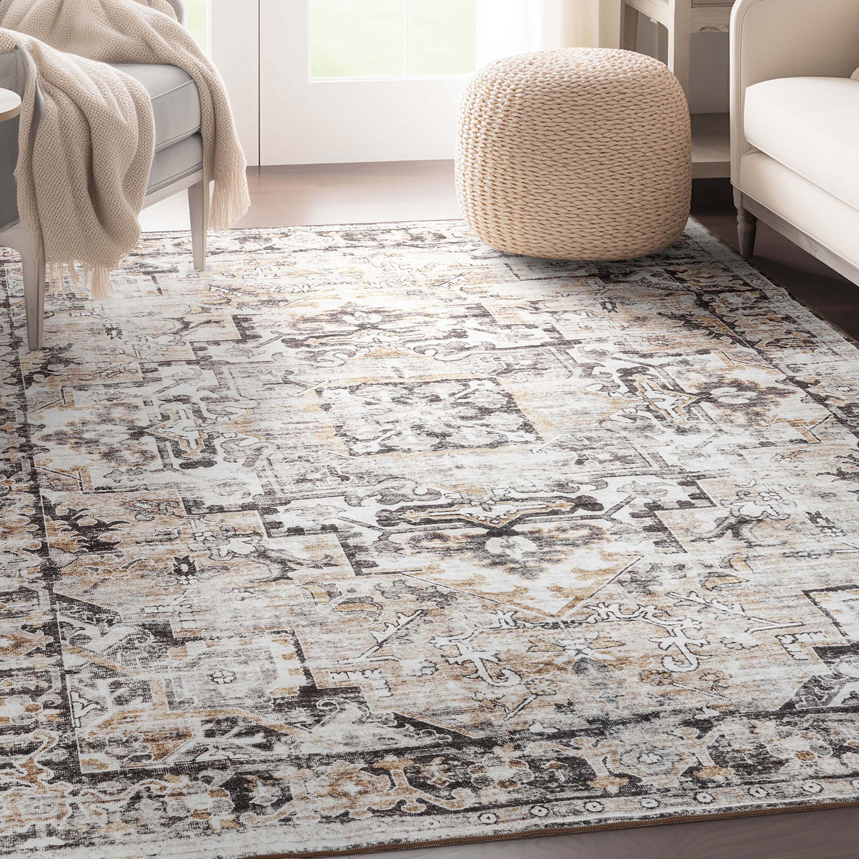 Well Woven EBP-22-5 Elle Basics 5 x 7 (ft) Flatweave Polyester Beige Rectangular Indoor Medallion Oriental Area rug