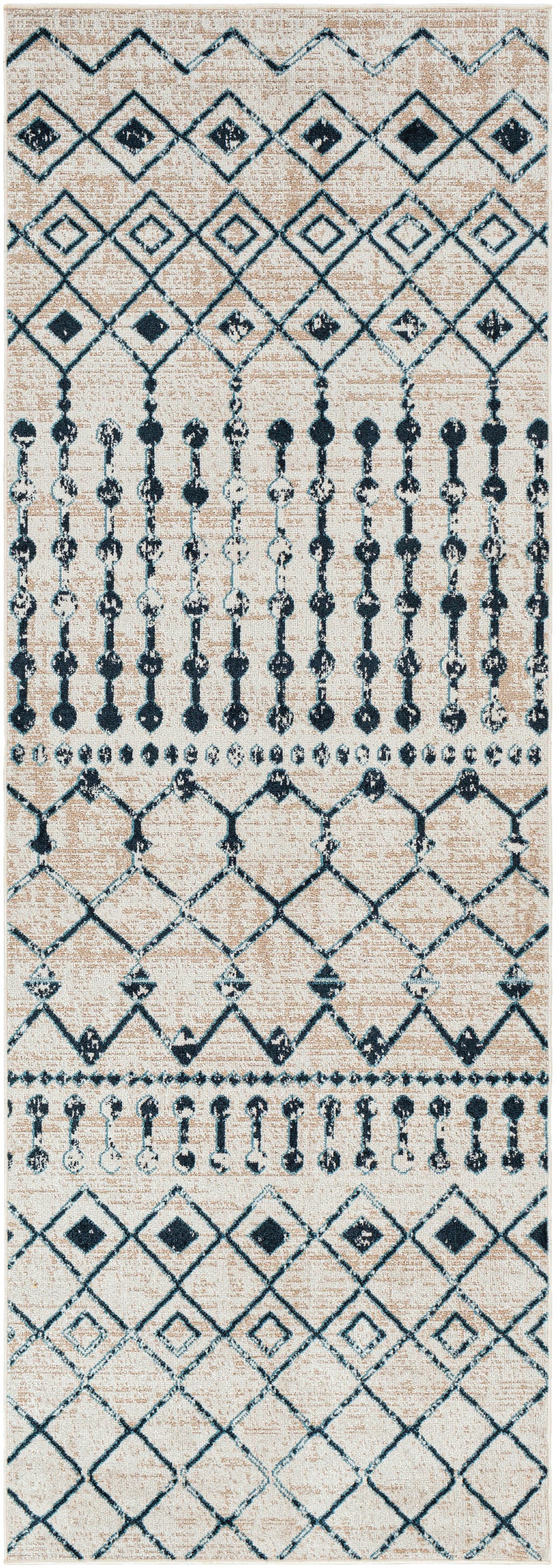 Livabliss LVR2338-2773 Lavadora 3 x 8 (ft) Flatweave Polyester Navy/Grey Rectangular Indoor Tribal Global Machine washable Runner rug
