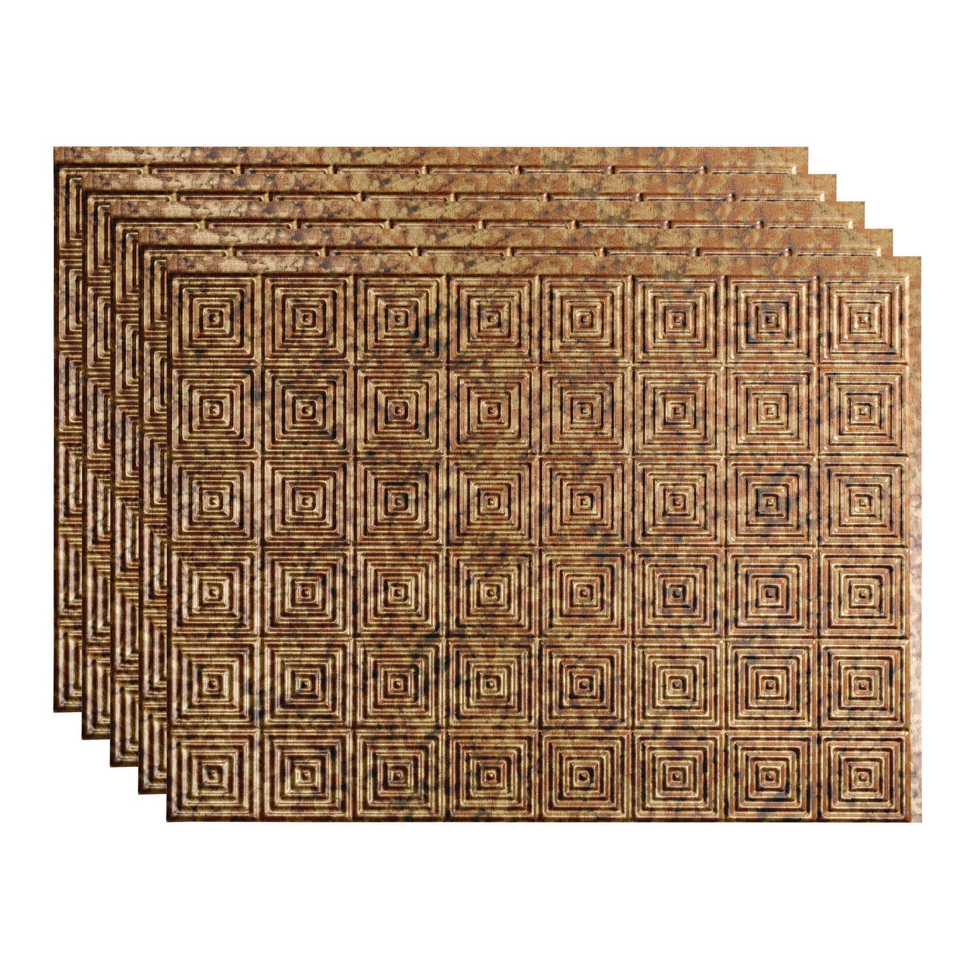 Fasade PB5319 Miniquattro 18.25-in x 24.25-in Vinyl Cracked Copper Backsplash Panels 5.0 -Pack
