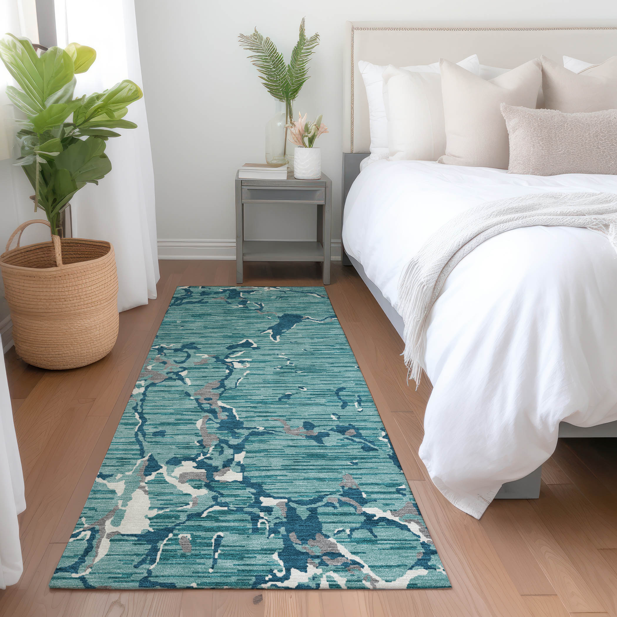 Addison Rugs ACN1046TE2X8 Chantille ACN1046TE 2 x 7 (ft) Polyester Teal Rectangular Indoor/Outdoor Geometric Machine washable Runner rug