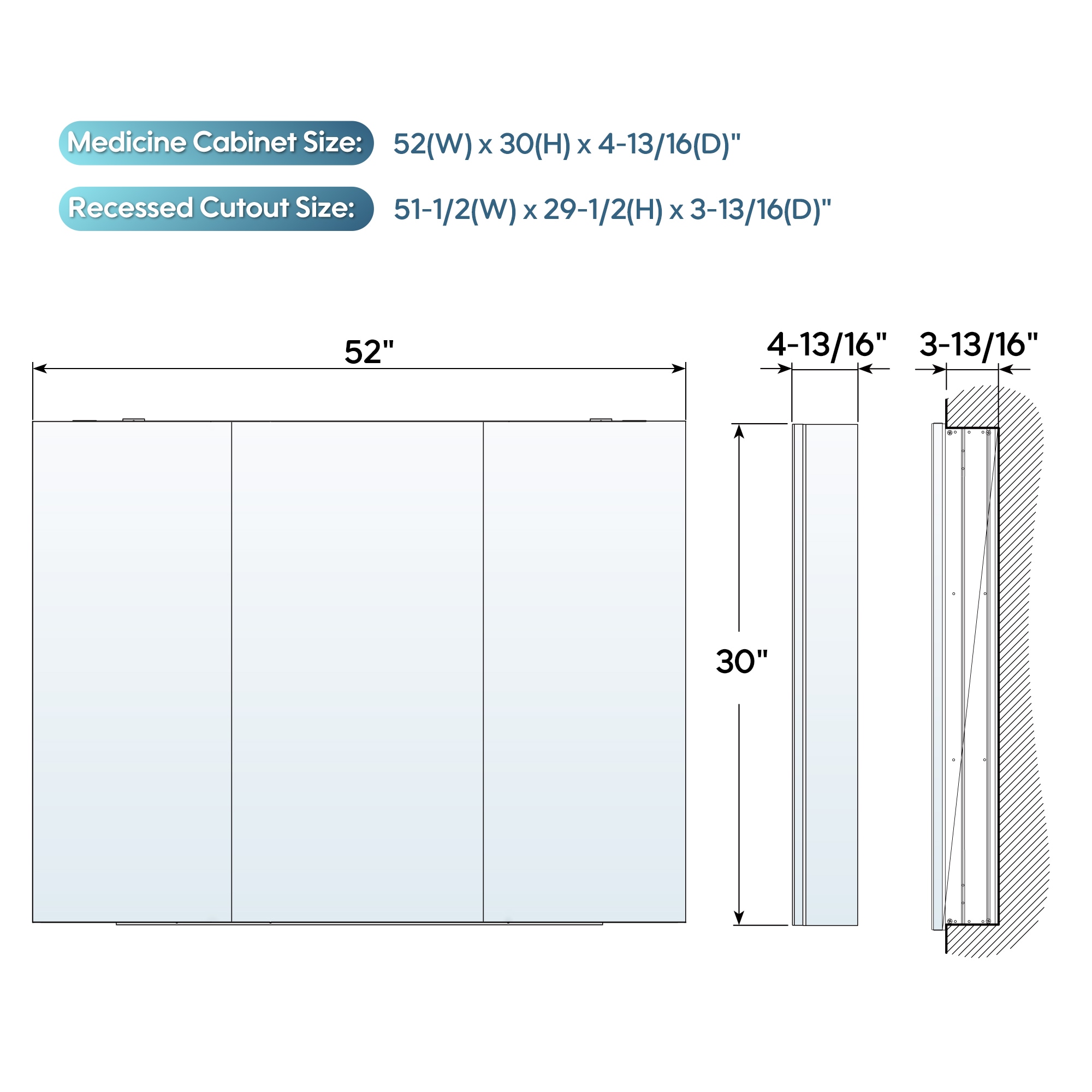 WELLFOR EXM-7236JTFL Bathroom-Medicine-Cabinets - View #13