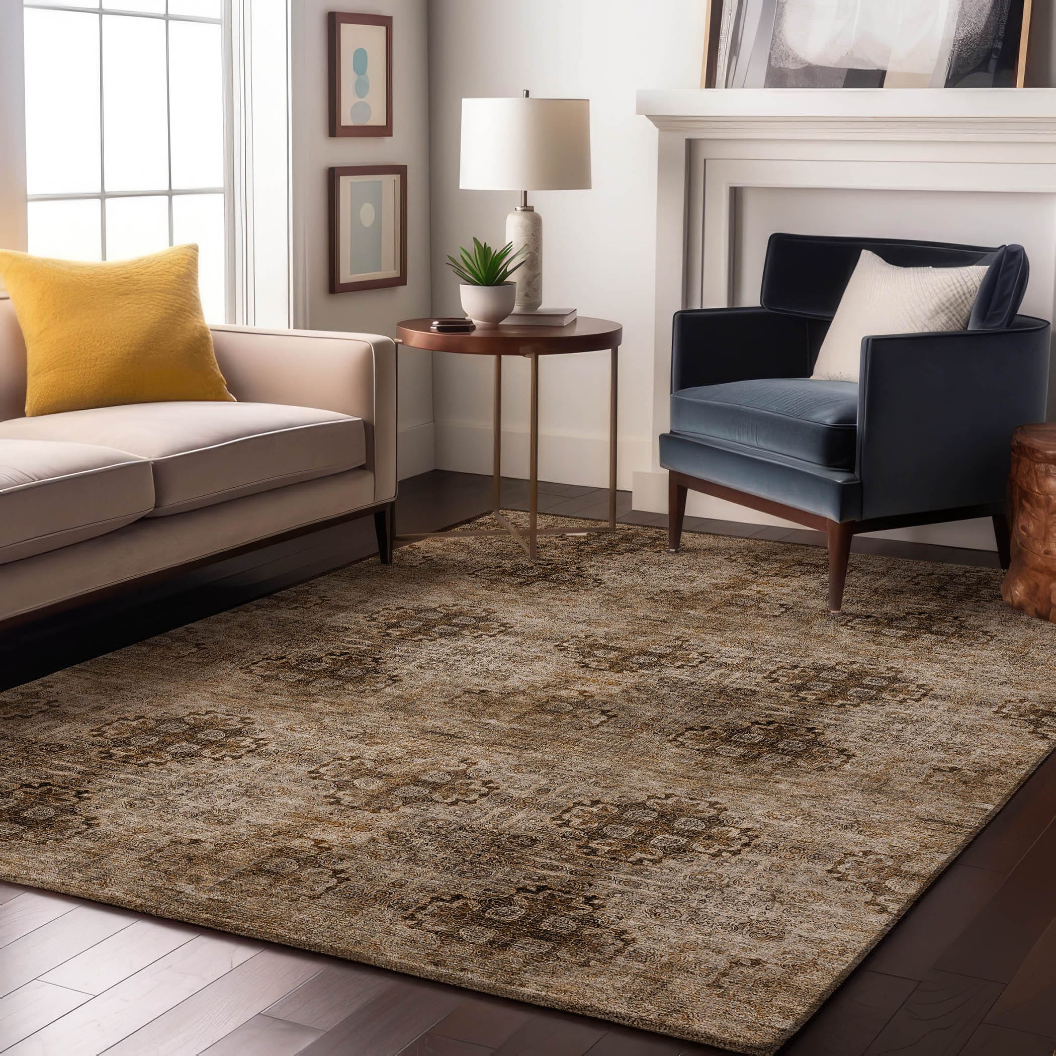 Addison Rugs AMF569NA8RO Mayfield AMF569NA 8 x 8 (ft) Loomed Polyester Navy Round Indoor Geometric Machine washable Area rug