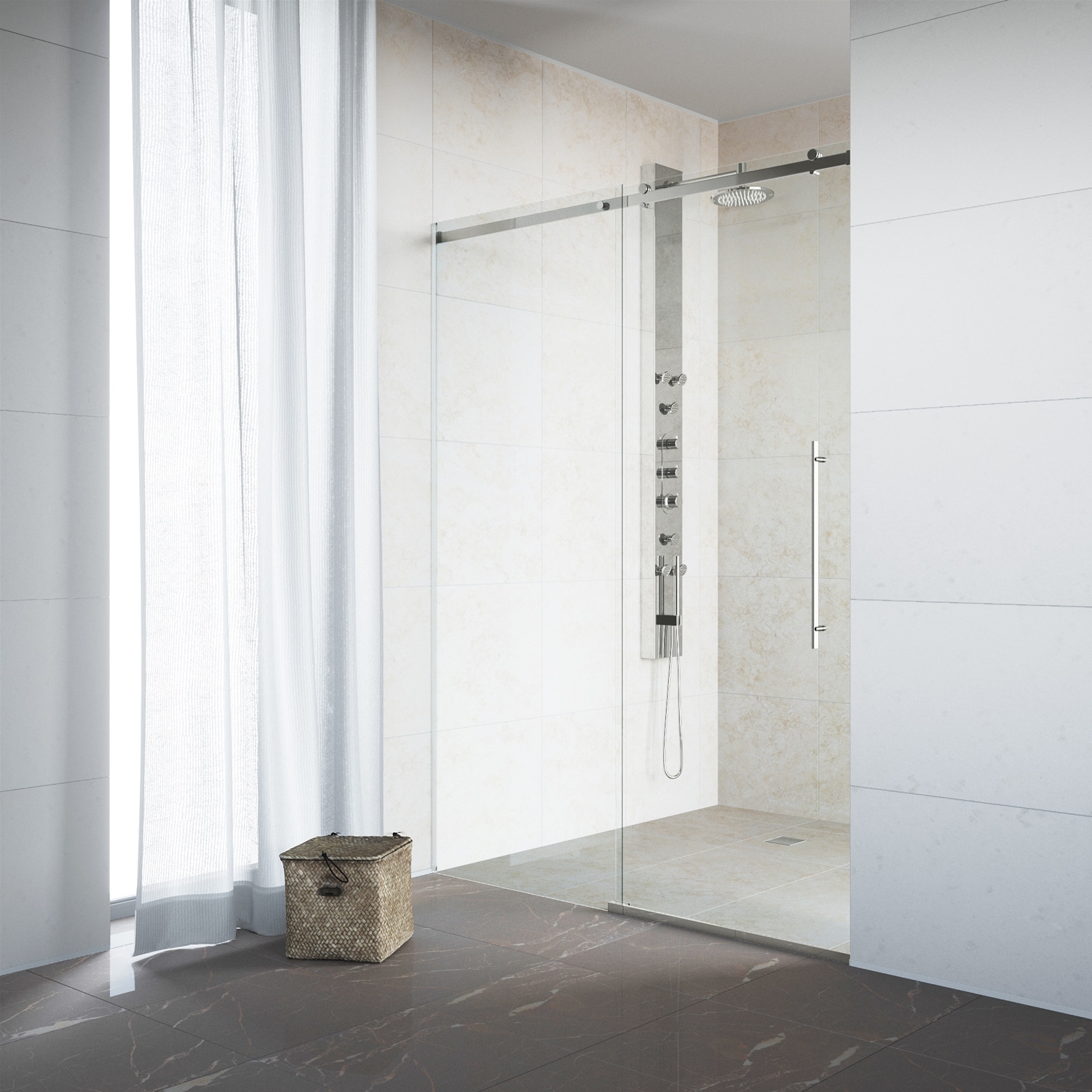 Luca 56-60" Frameless Sliding Shower Door with Clear Glass