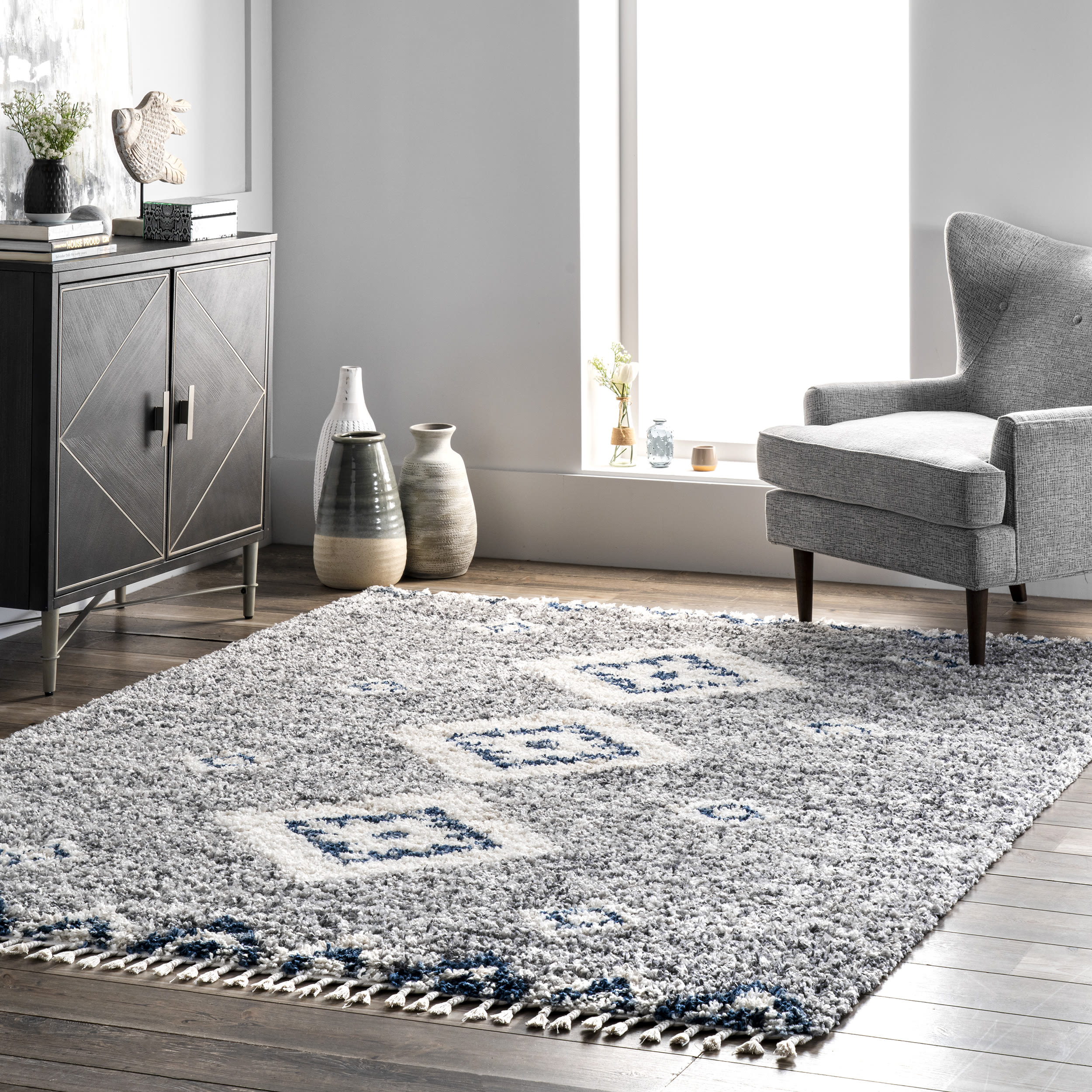 nuLOOM KKEL01B-203 Regina 2 X 3 (ft) Gray Indoor Geometric Spot Clean Only Area Rug