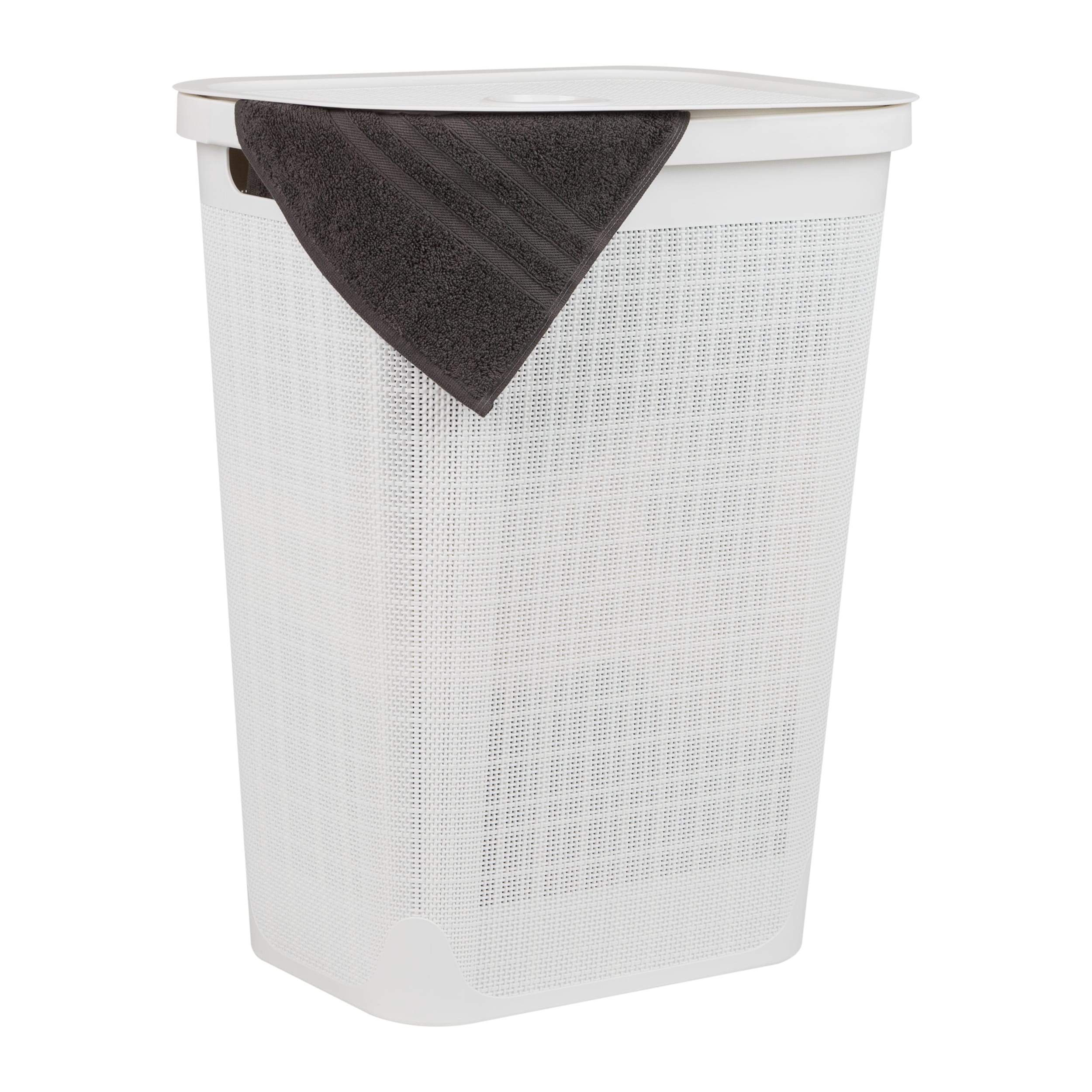 Mind Reader 60FABHAMP-WHT White Plastic Laundry Hamper