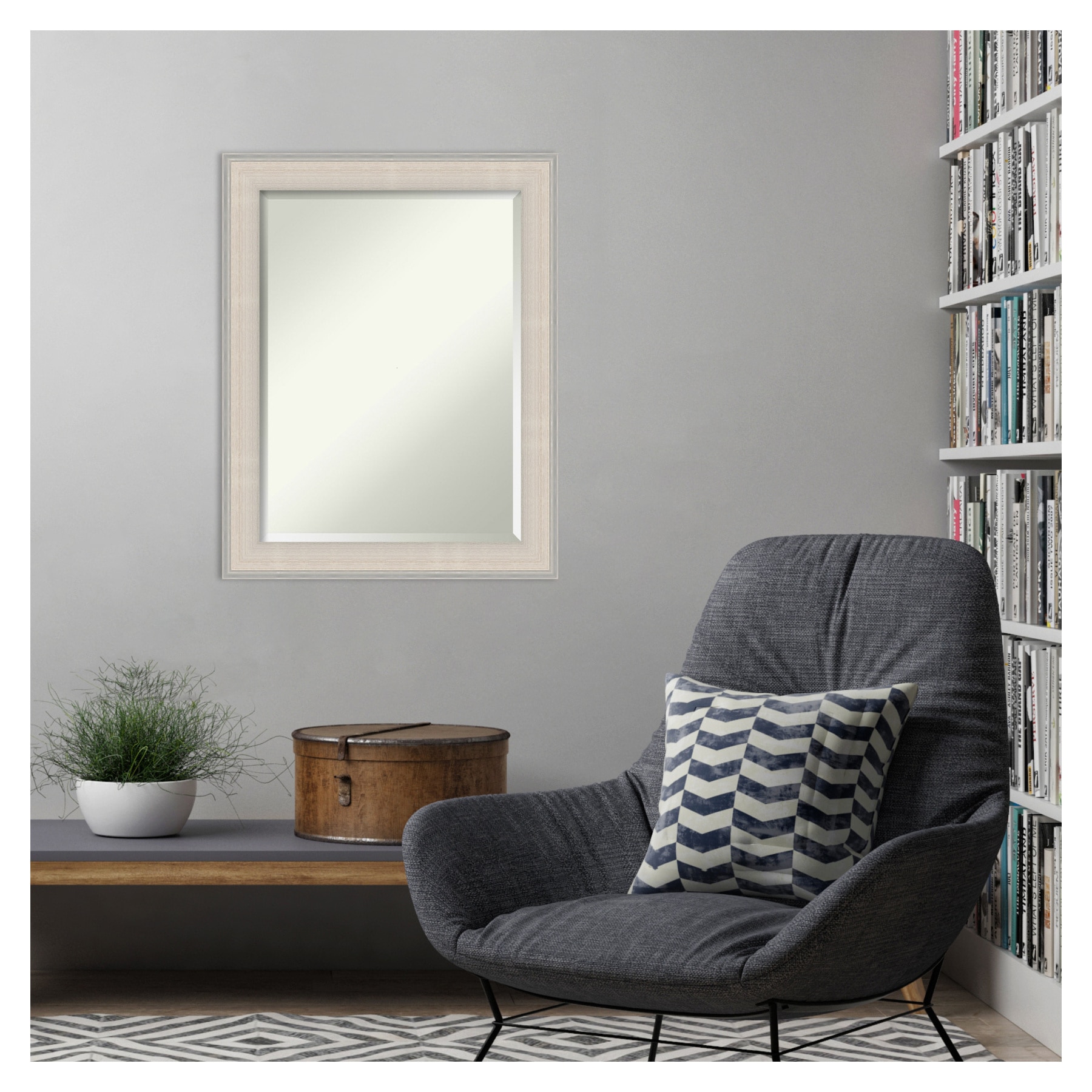 Cottage White Silver 22.5" x 28.5" Wood Framed Wall Mirror