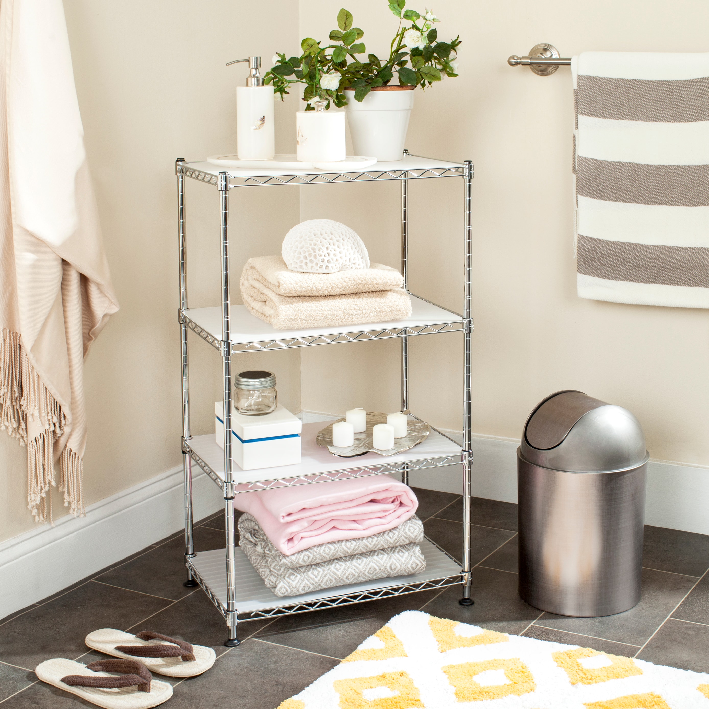 Safavieh HAC1005A 4 -Tier Chrome Steel Utility shelving unit ( 17.7-in W x 11.8-in D x 31.5-in H )