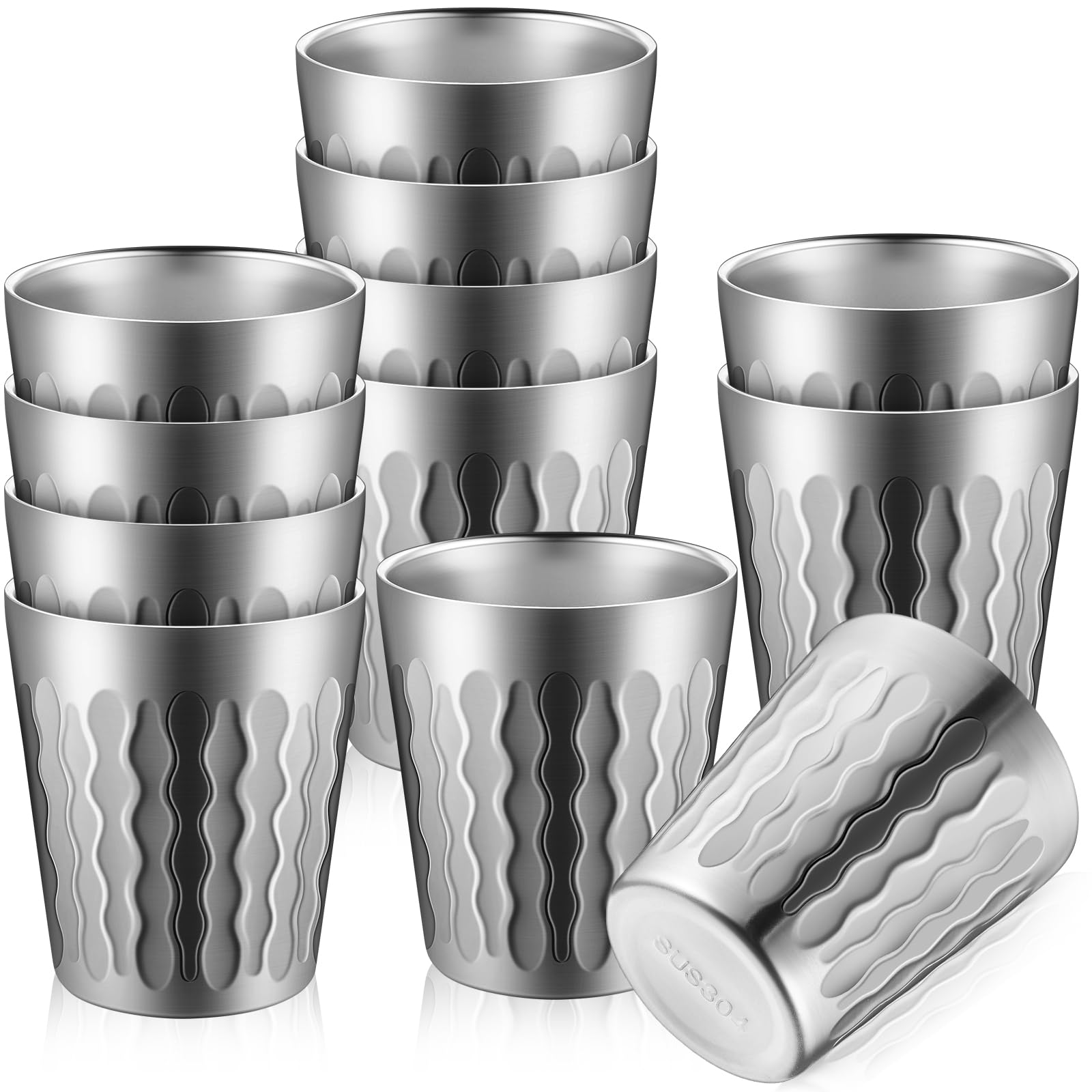 Aoibox  12 Pack 8 8 oz Double Wall Stainless Steel Stackable Drinking Cups for Hot and Cold Beverages