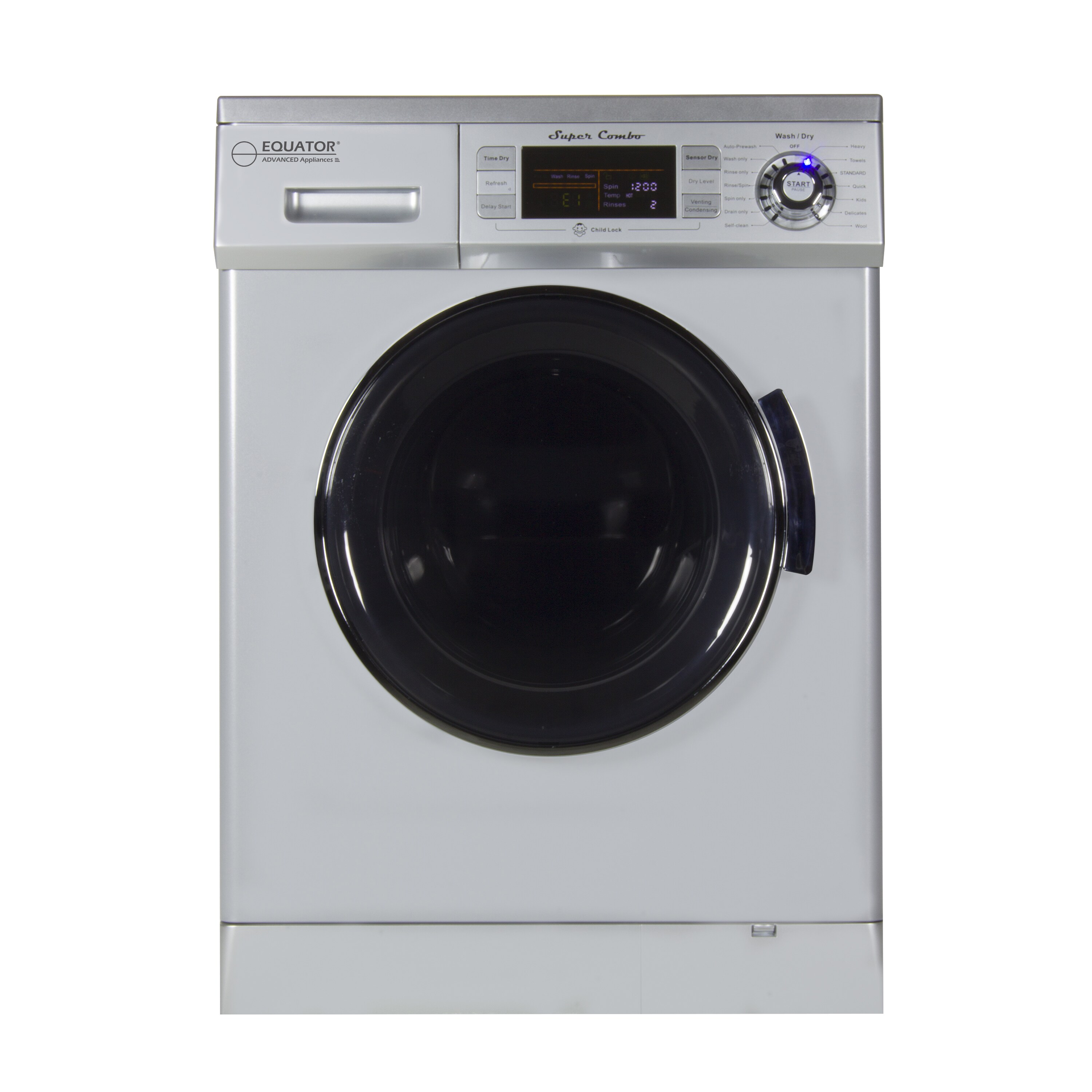 Equator White Compact Combo Washer Dryer with Pedestal Storage Drawer